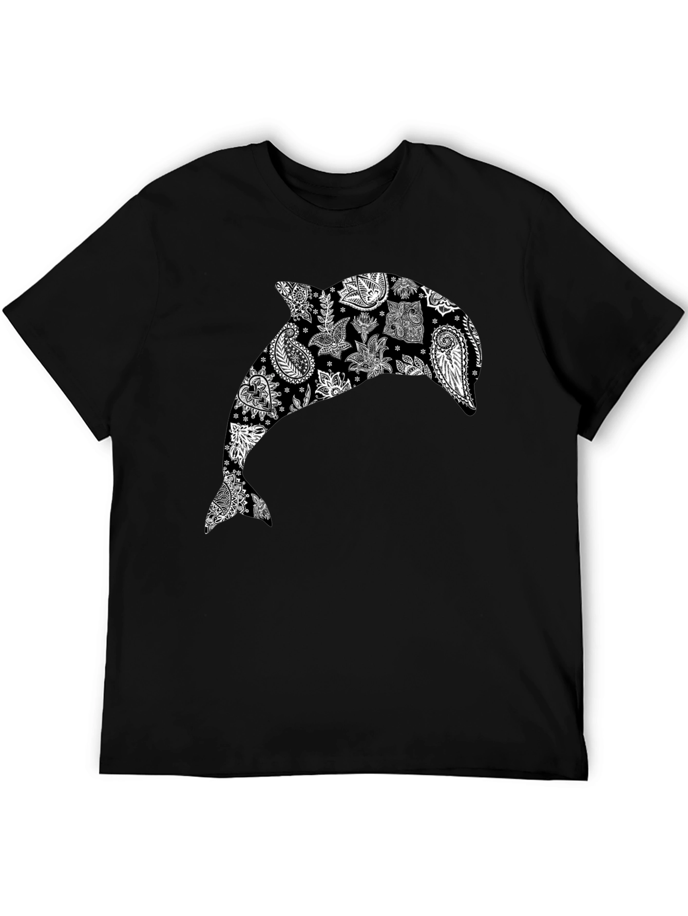 Camiseta Negra con Delfín Estampado