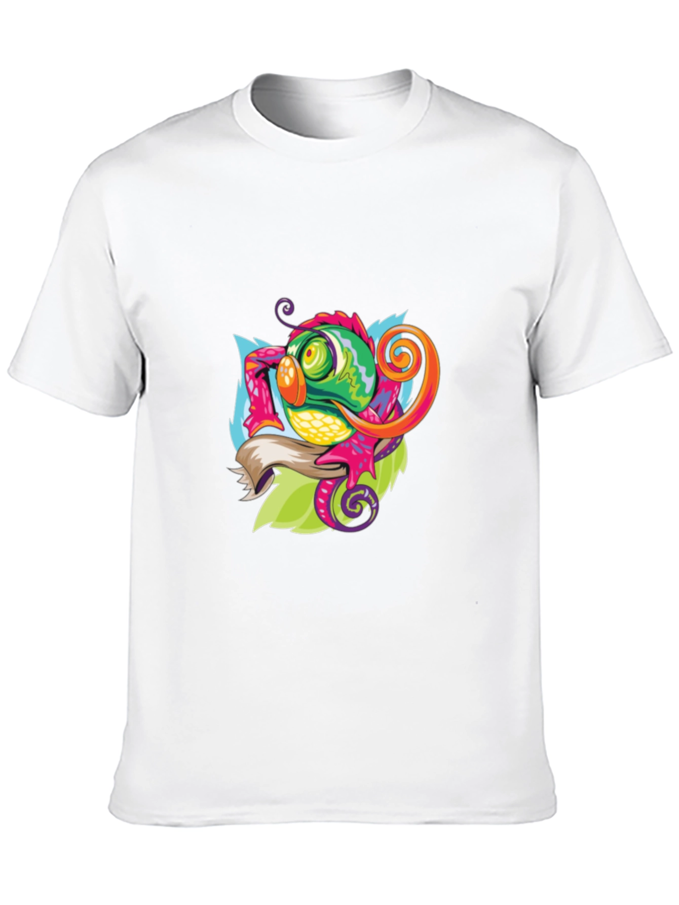 Camiseta Negra con Diseño de Camaleón Artístico