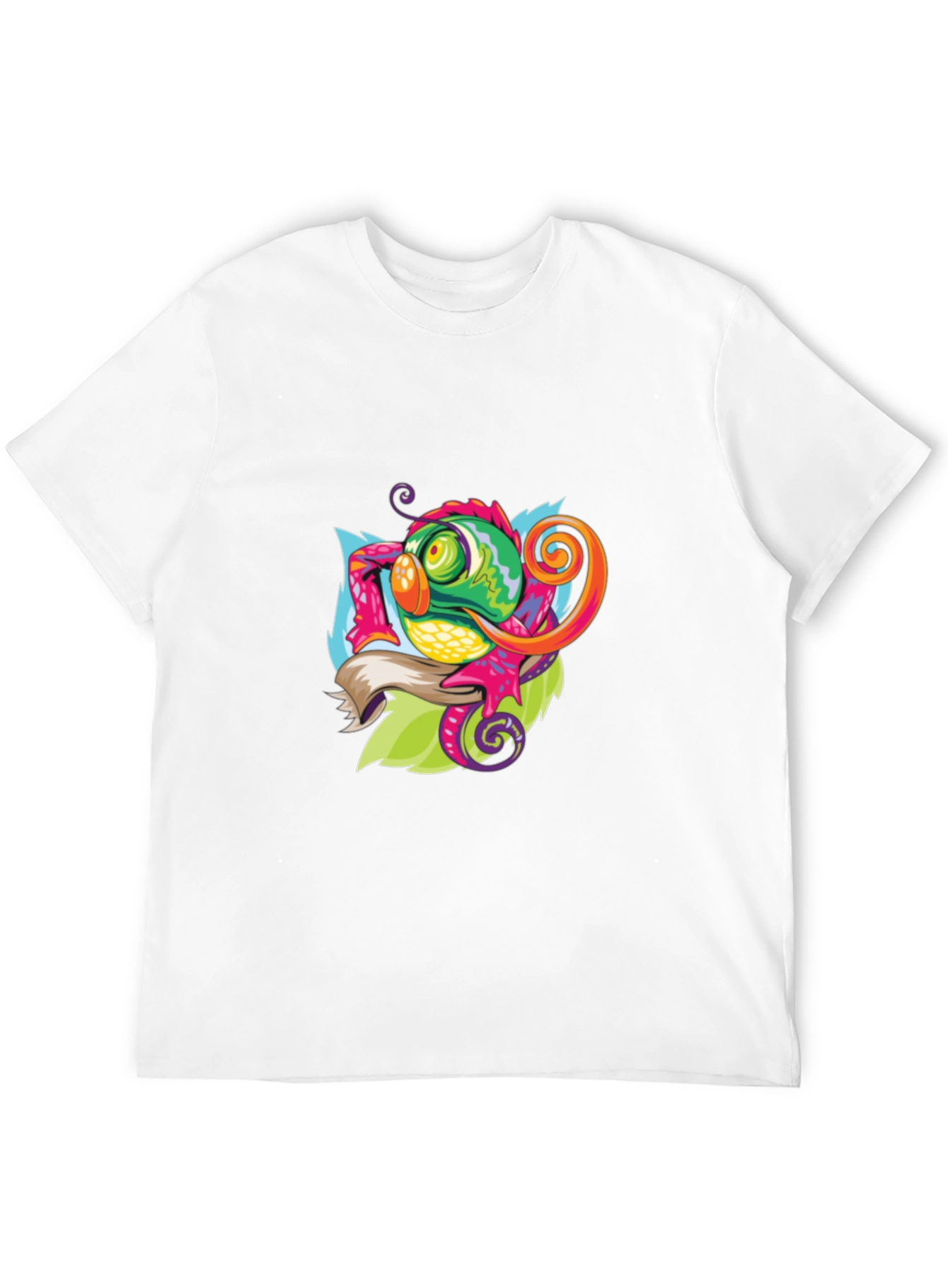 Camiseta Negra con Diseño de Camaleón Artístico