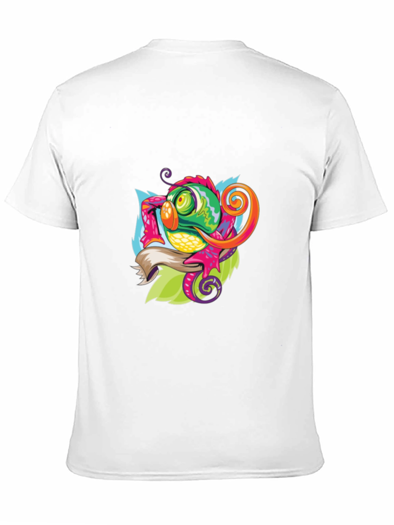 Camiseta Negra con Diseño de Camaleón Artístico
