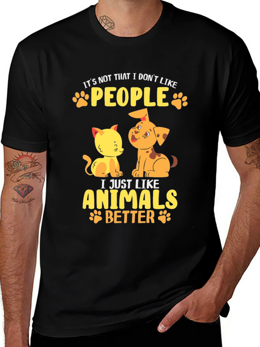 Camiseta Negra con Diseño de Mascotas: Amo los Animales
