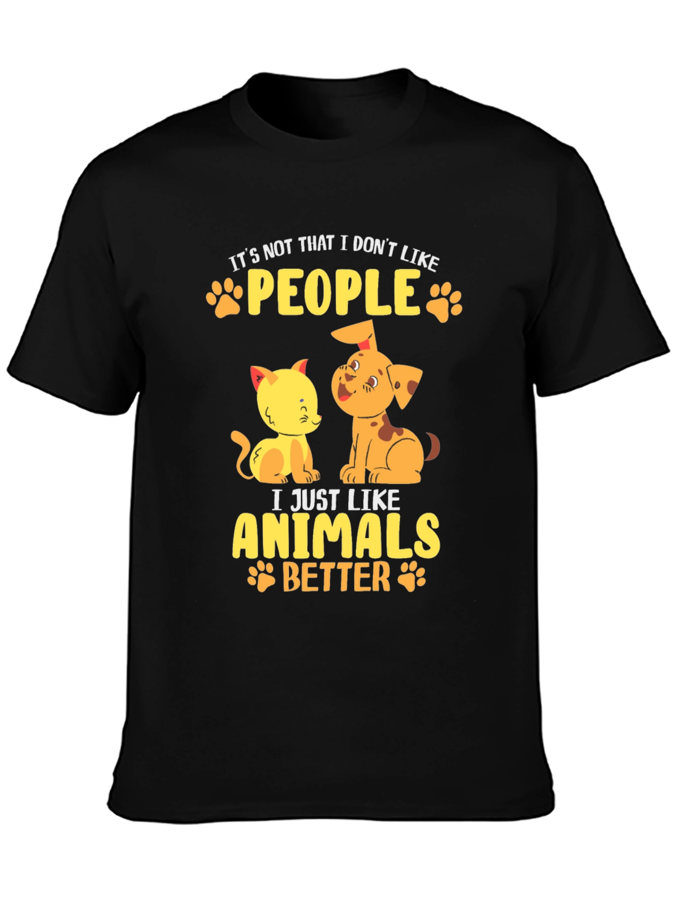 Camiseta Negra con Diseño de Mascotas: Amo los Animales