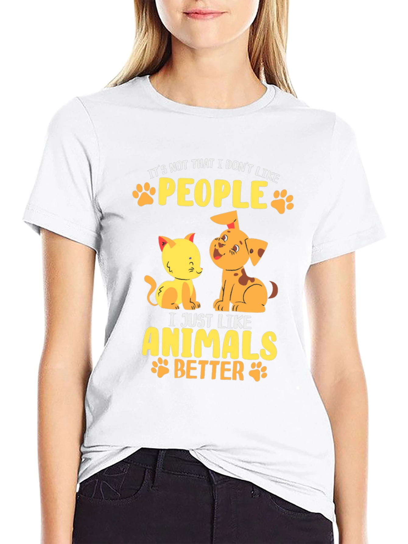 Camiseta Negra con Diseño de Mascotas: Amo los Animales