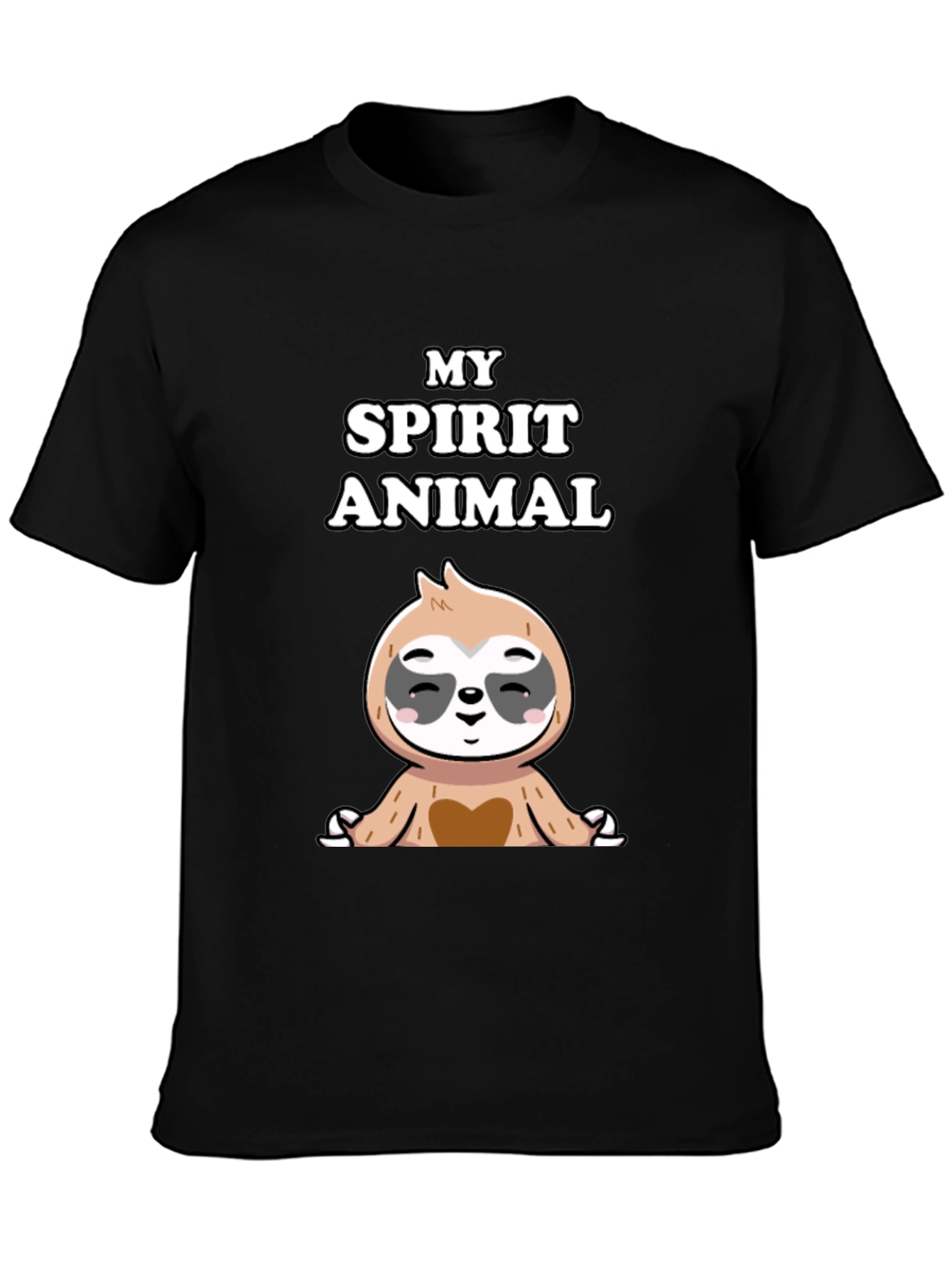 Camiseta Negra con Diseño de Perezoso Zen