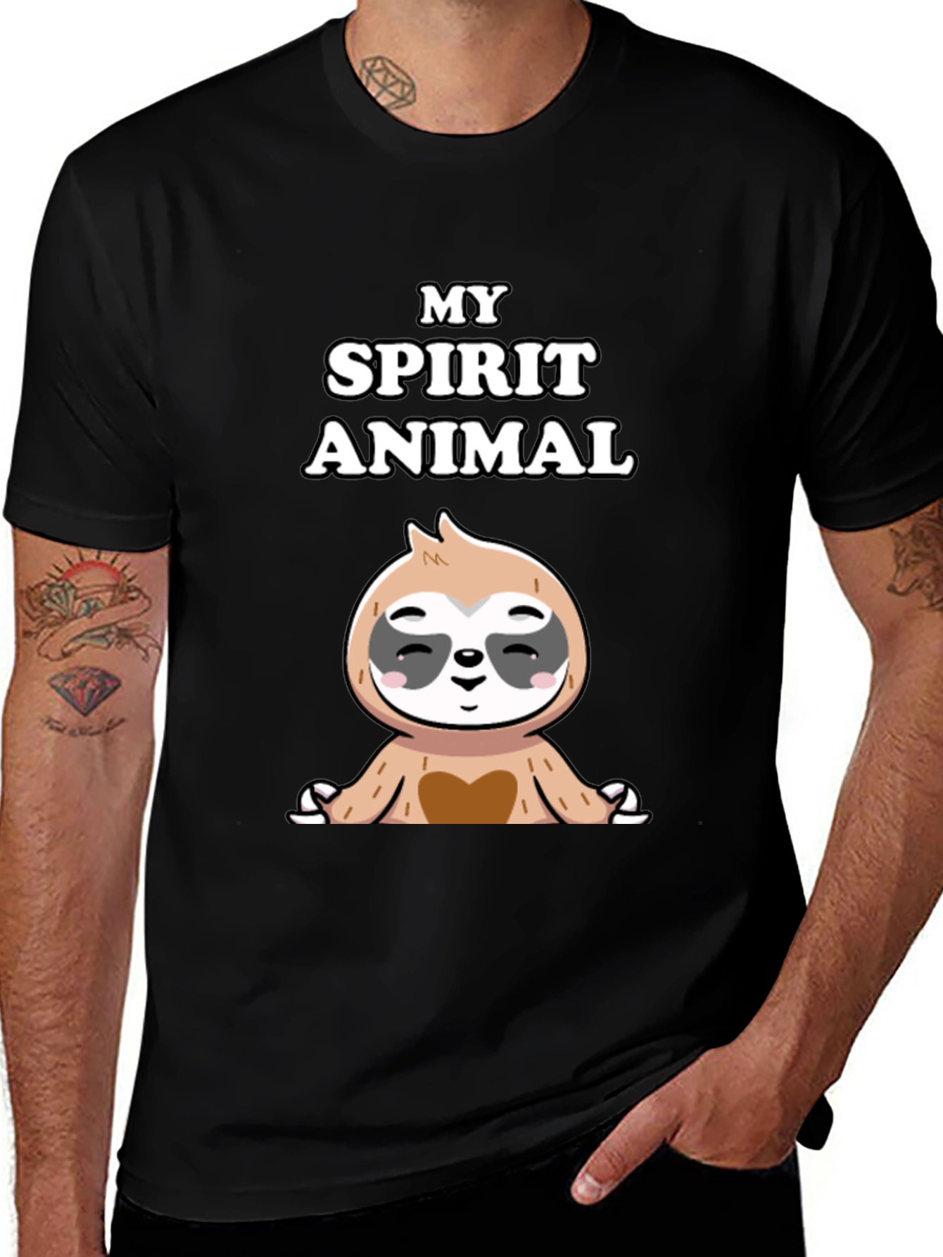 Camiseta Negra con Diseño de Perezoso Zen
