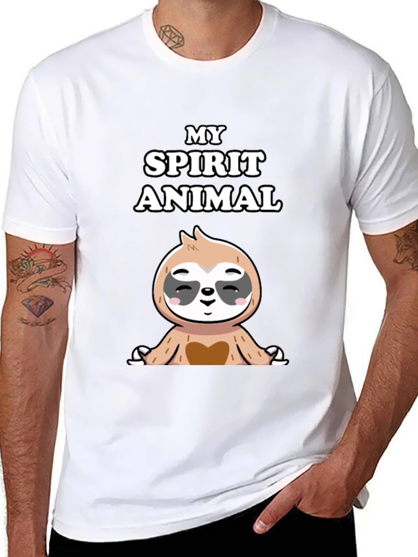 Camiseta Negra con Diseño de Perezoso Zen