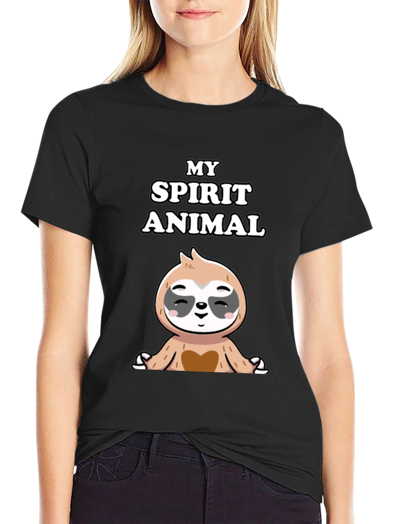 Camiseta Negra con Diseño de Perezoso Zen