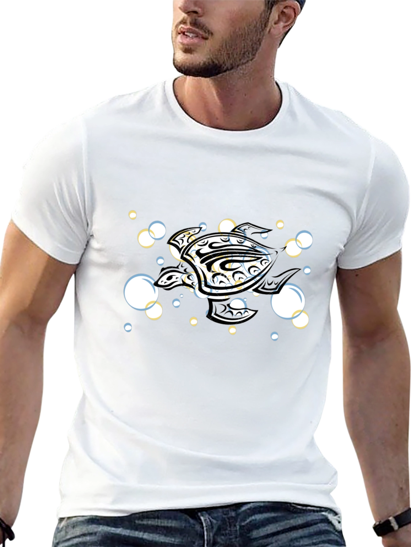 Camiseta Negra Tortuga Marina Tribal
