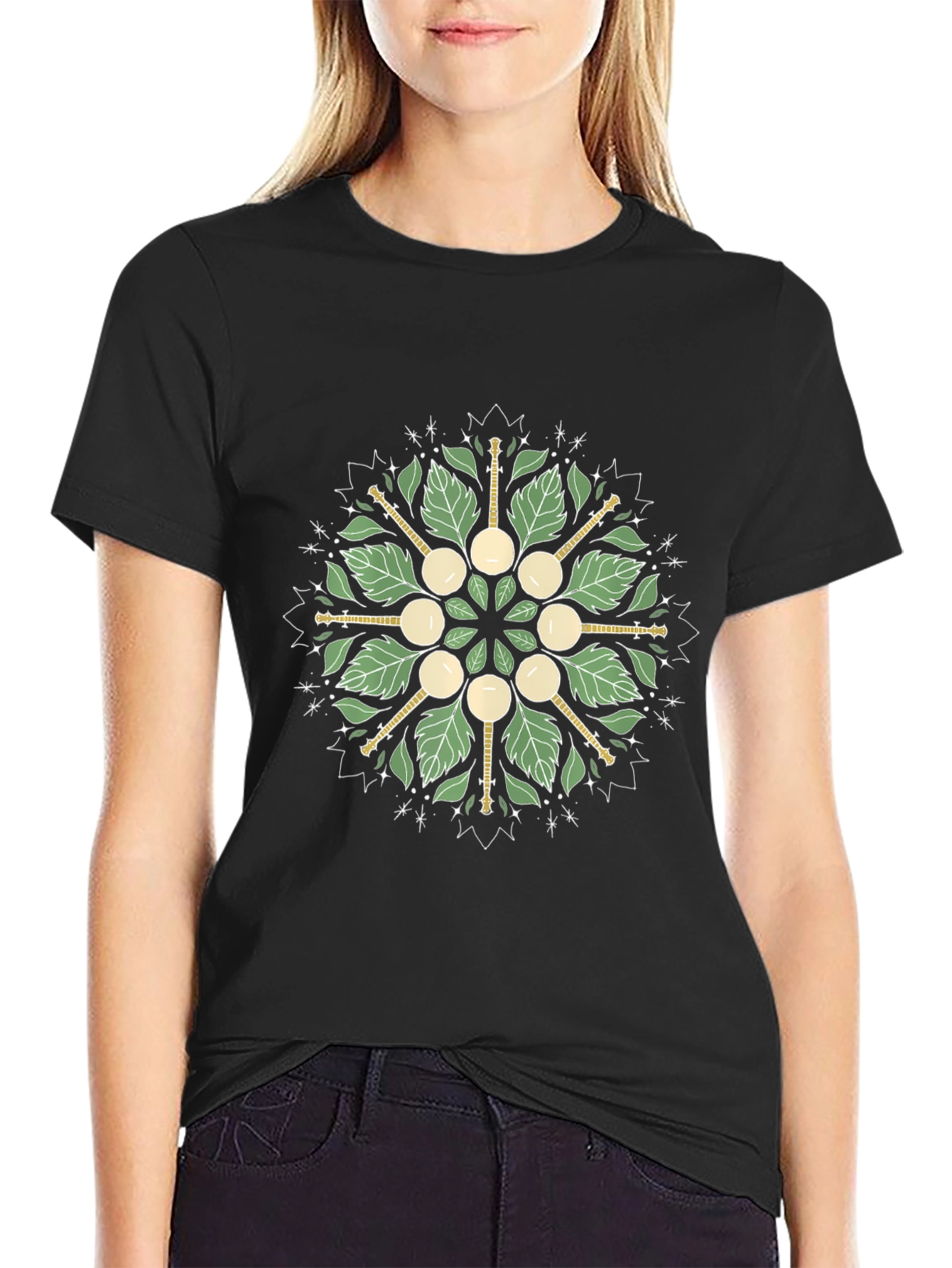 Camiseta Negra con Diseño Mandala de Banyo