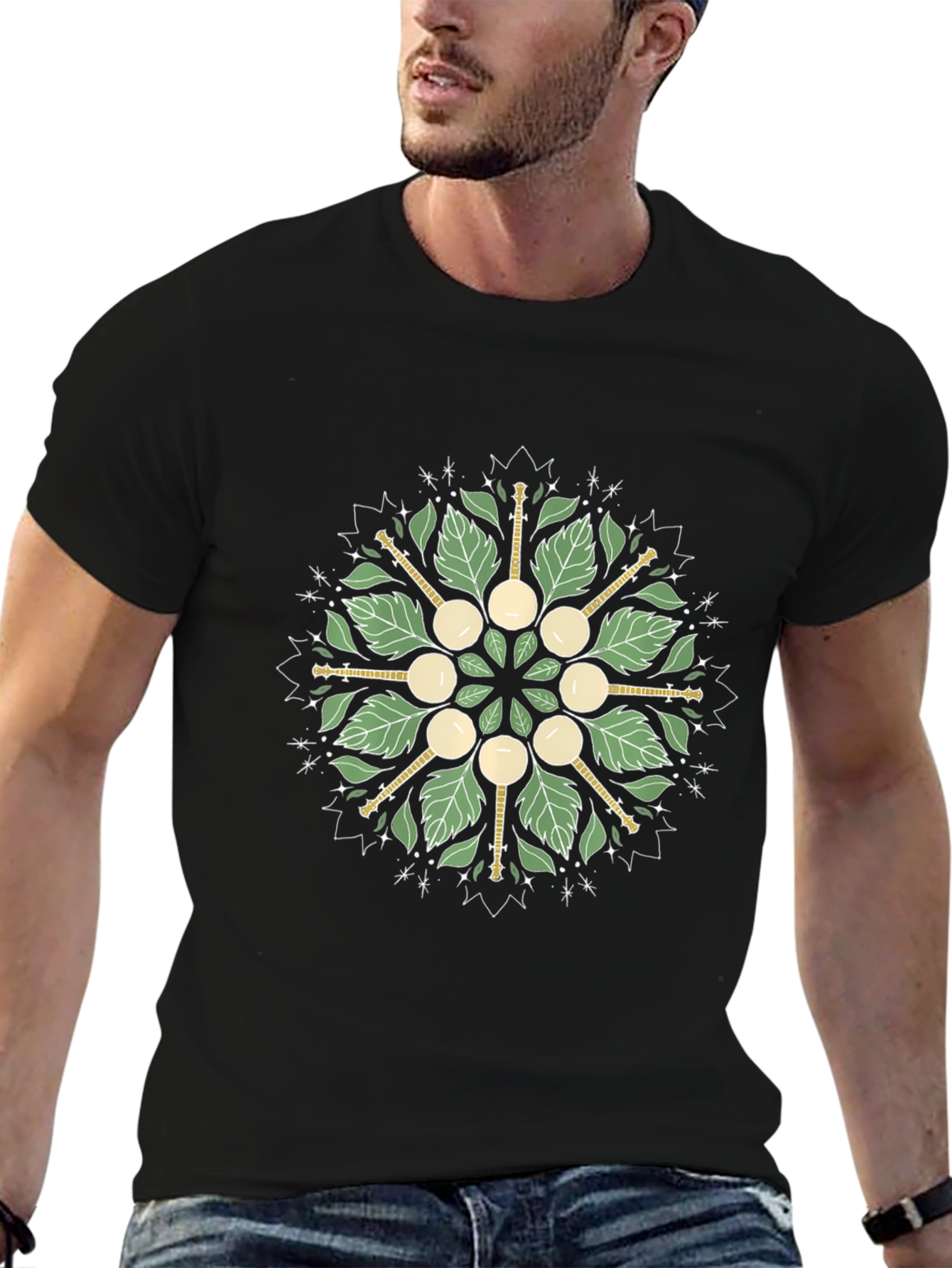Camiseta Negra con Diseño Mandala de Banyo