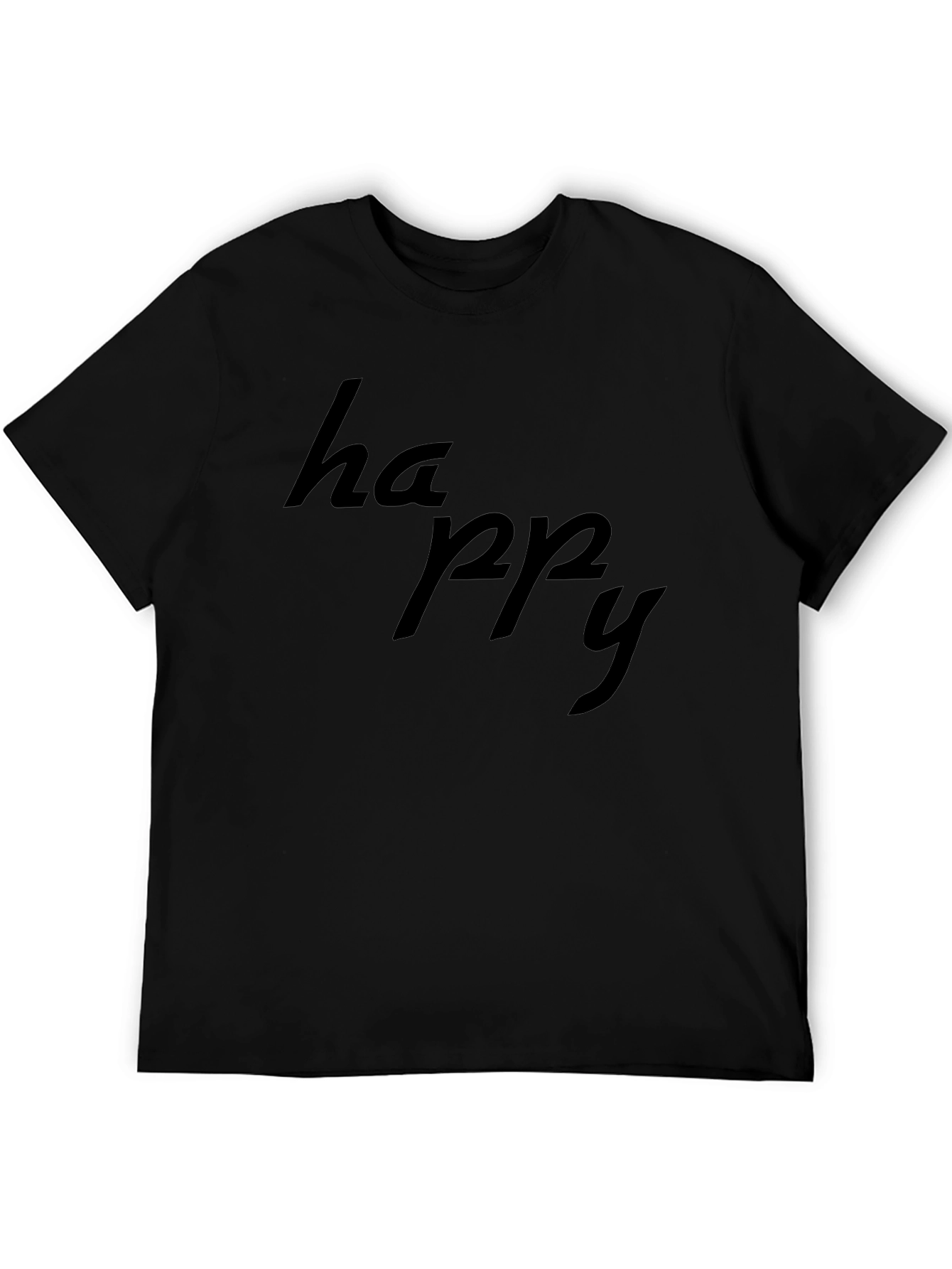 Camiseta Negra Hombre: Diseño Happy