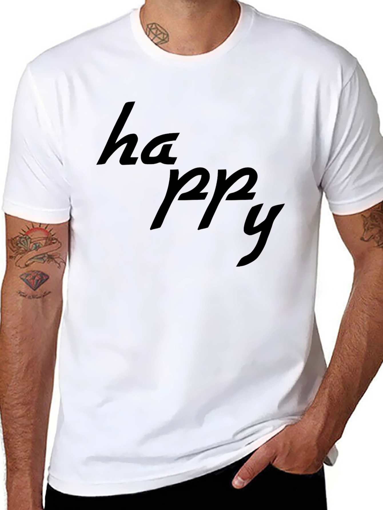 Camiseta Negra Hombre: Diseño Happy