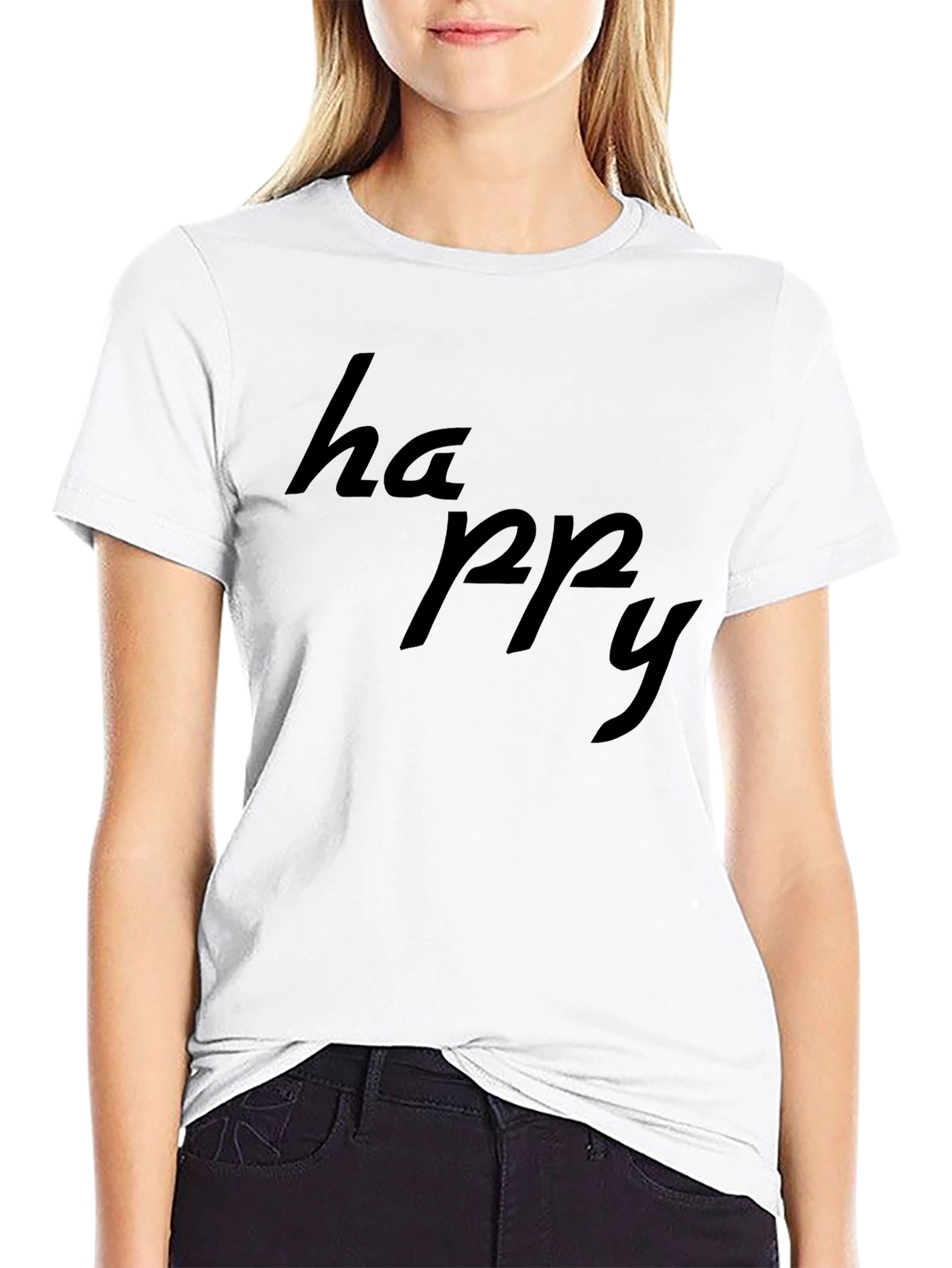 Camiseta Negra Hombre: Diseño Happy