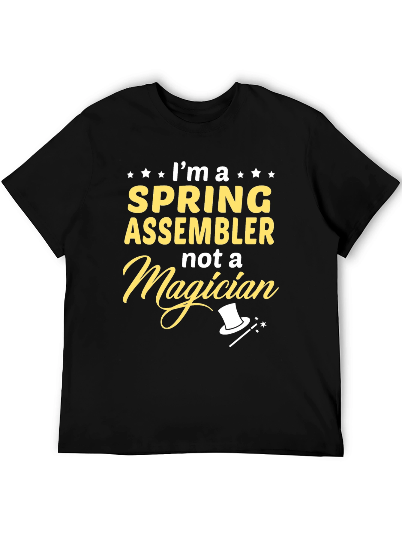 Camiseta Negra: Soy Montador de Muelles No Mago