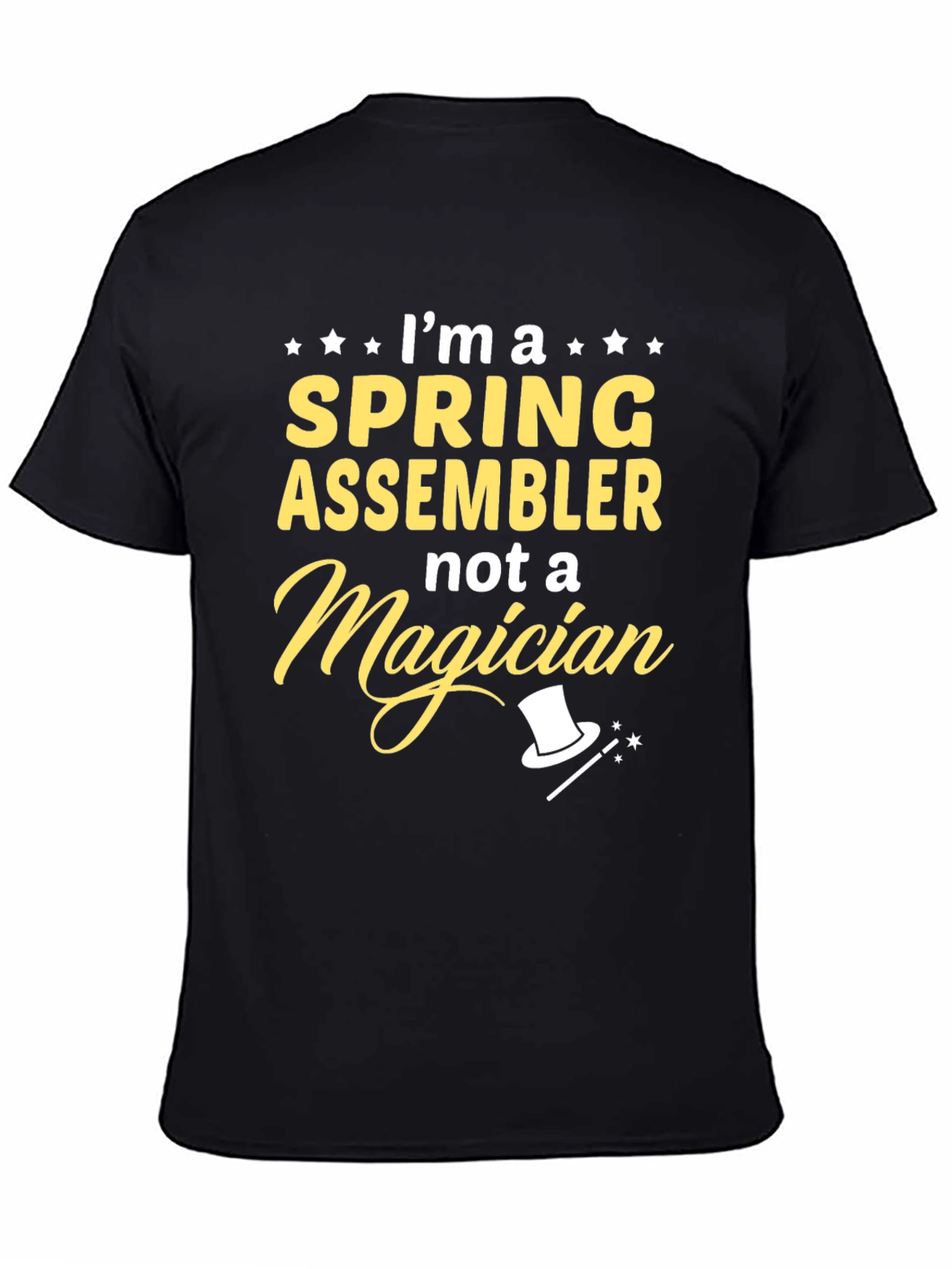 Camiseta Negra: Soy Montador de Muelles No Mago