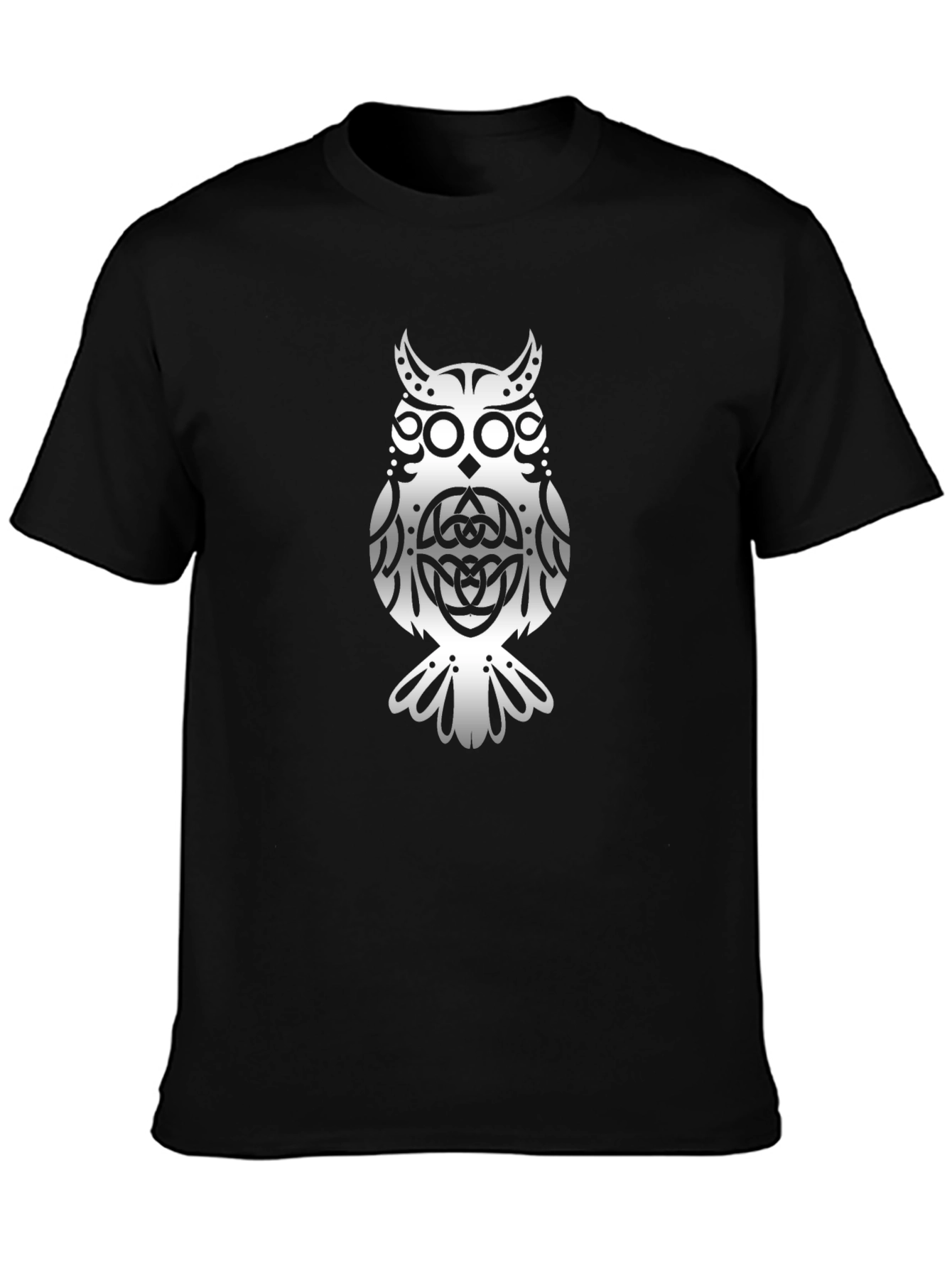 Camiseta Negra con Diseño de Búho Celta