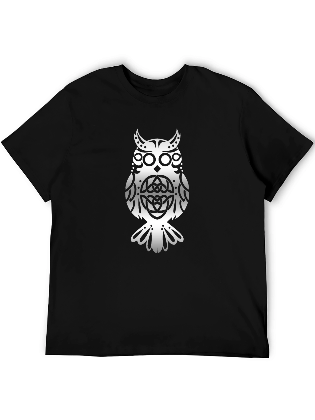 Camiseta Negra con Diseño de Búho Celta