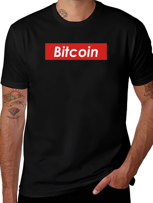 Camiseta Hombre Bitcoin Estilo Supreme Algodón
