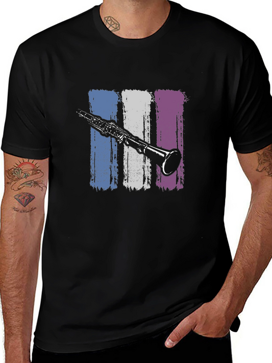 Camiseta Negra con Diseño de Clarinete Vintage