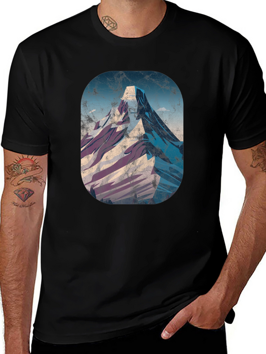 Camiseta Negra con Diseño de Montaña Retro