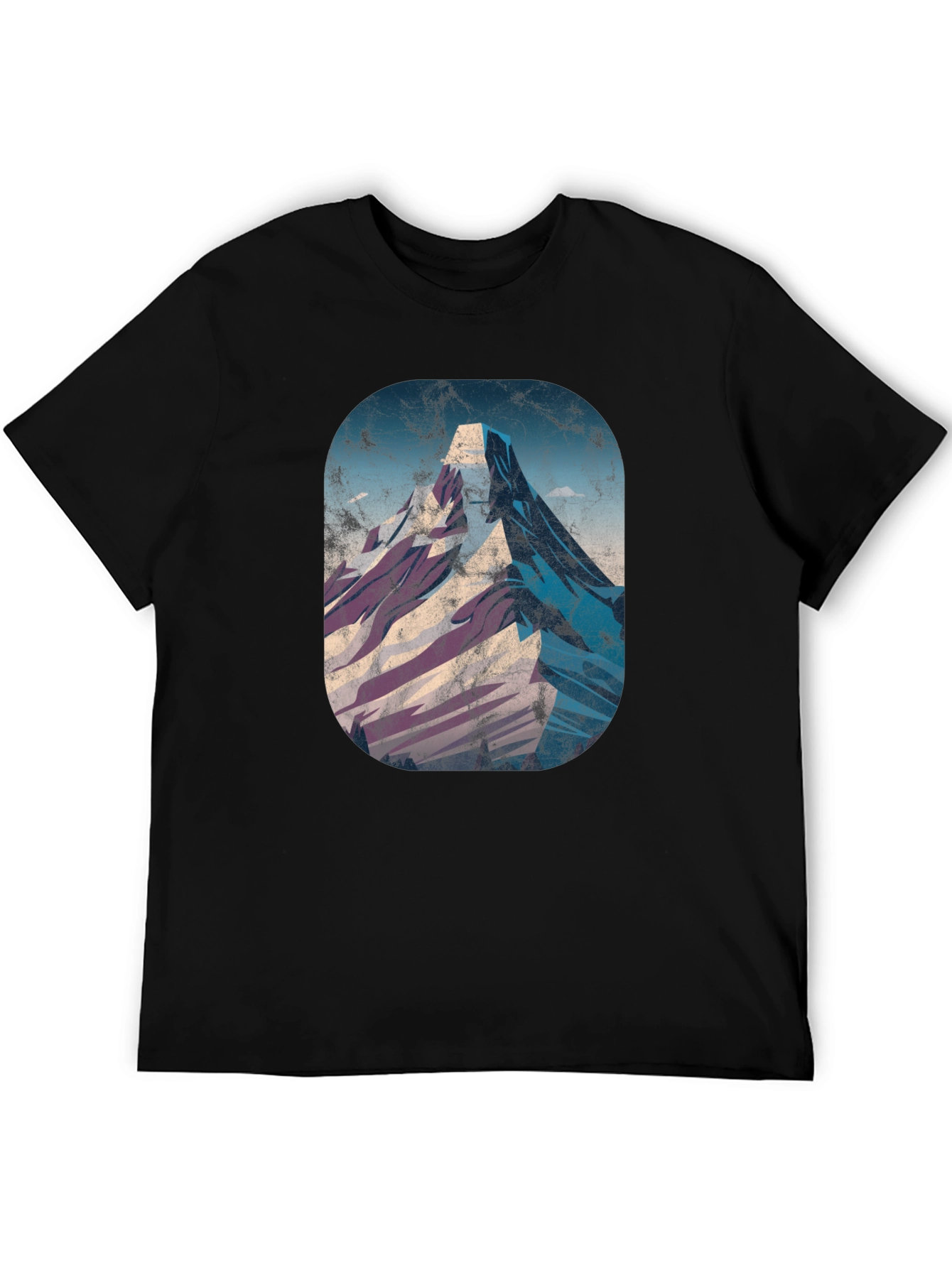 Camiseta Negra con Diseño de Montaña Retro