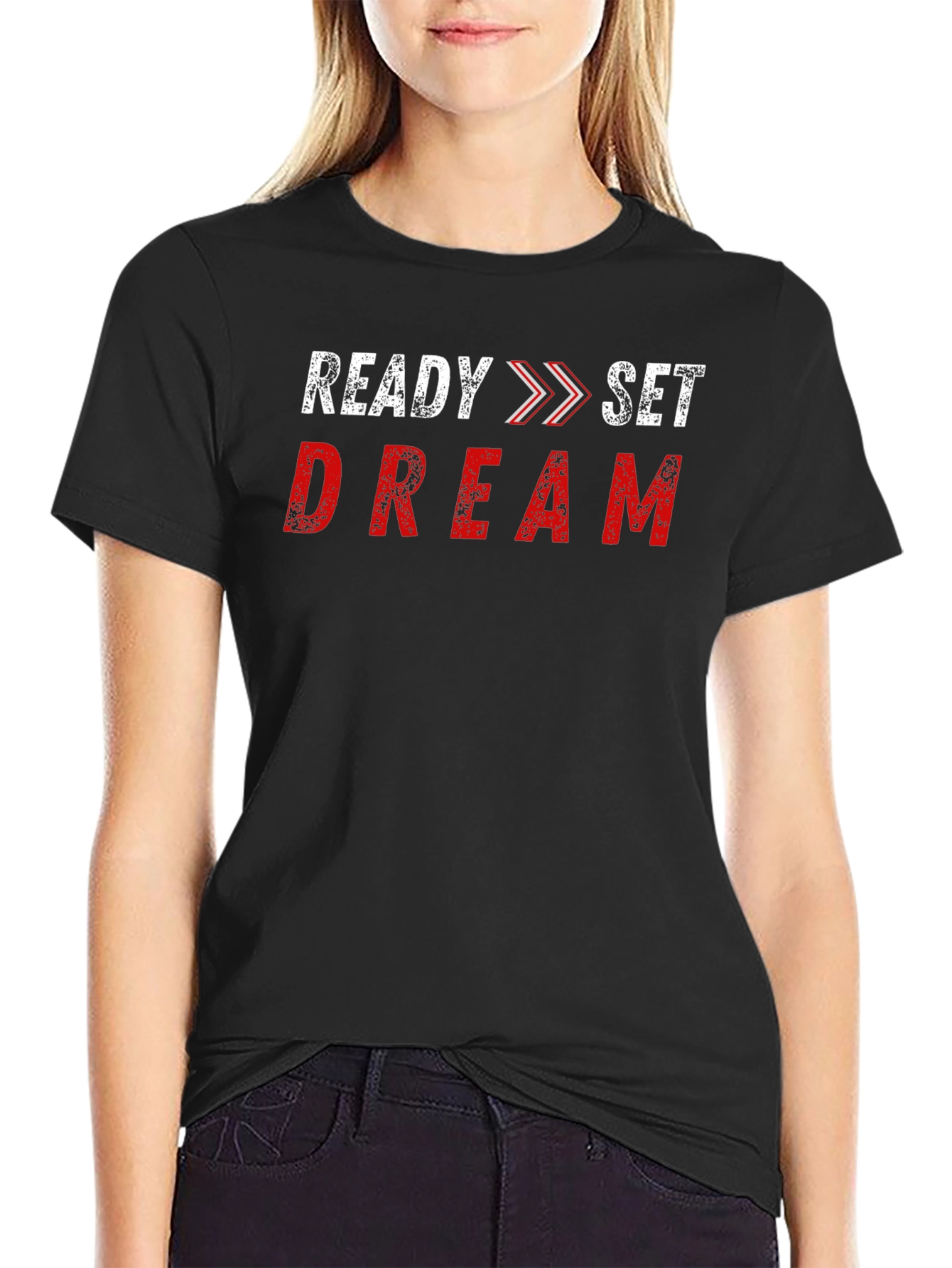 Camiseta Negra Ready Set Dream Algodón Casual