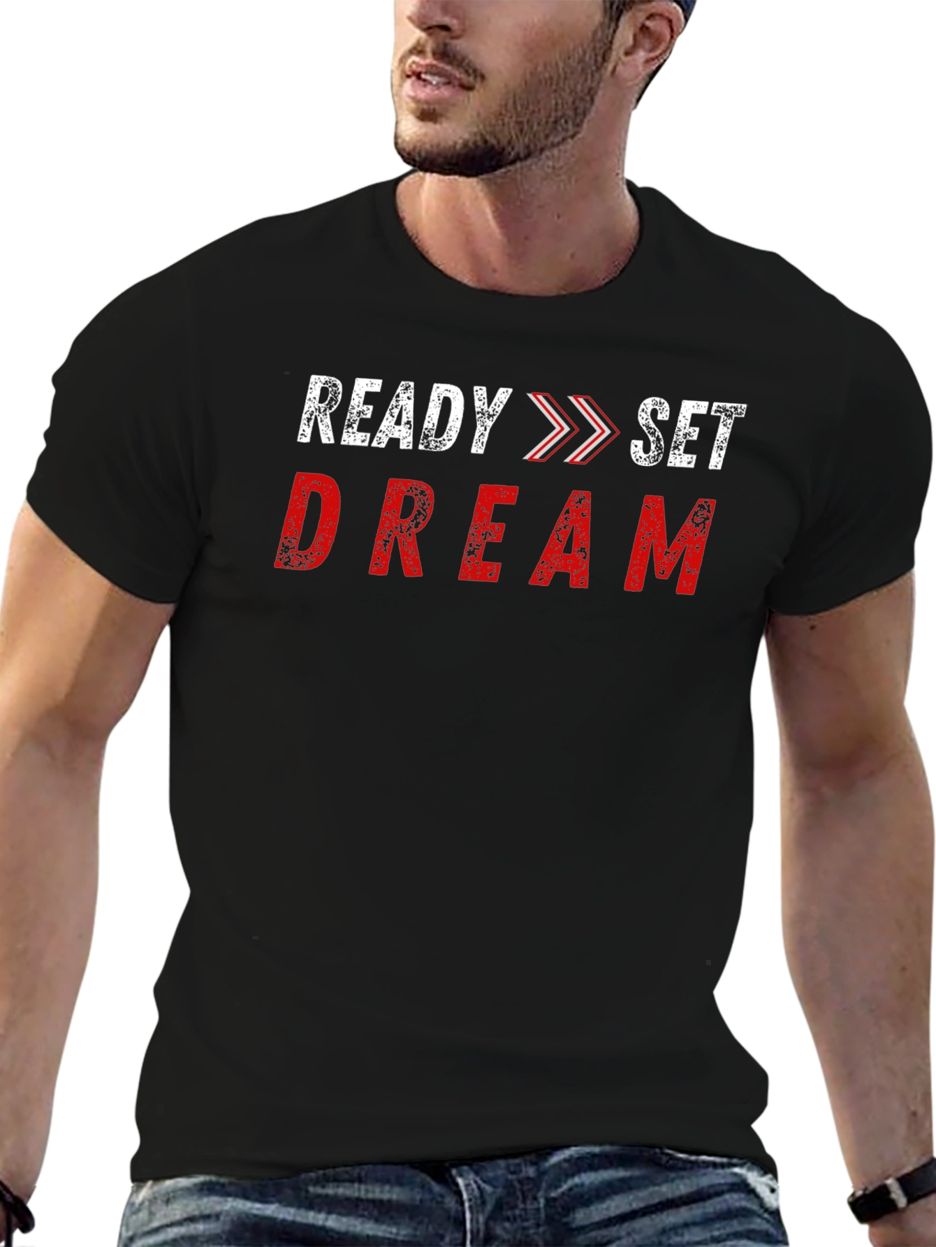 Camiseta Negra Ready Set Dream Algodón Casual