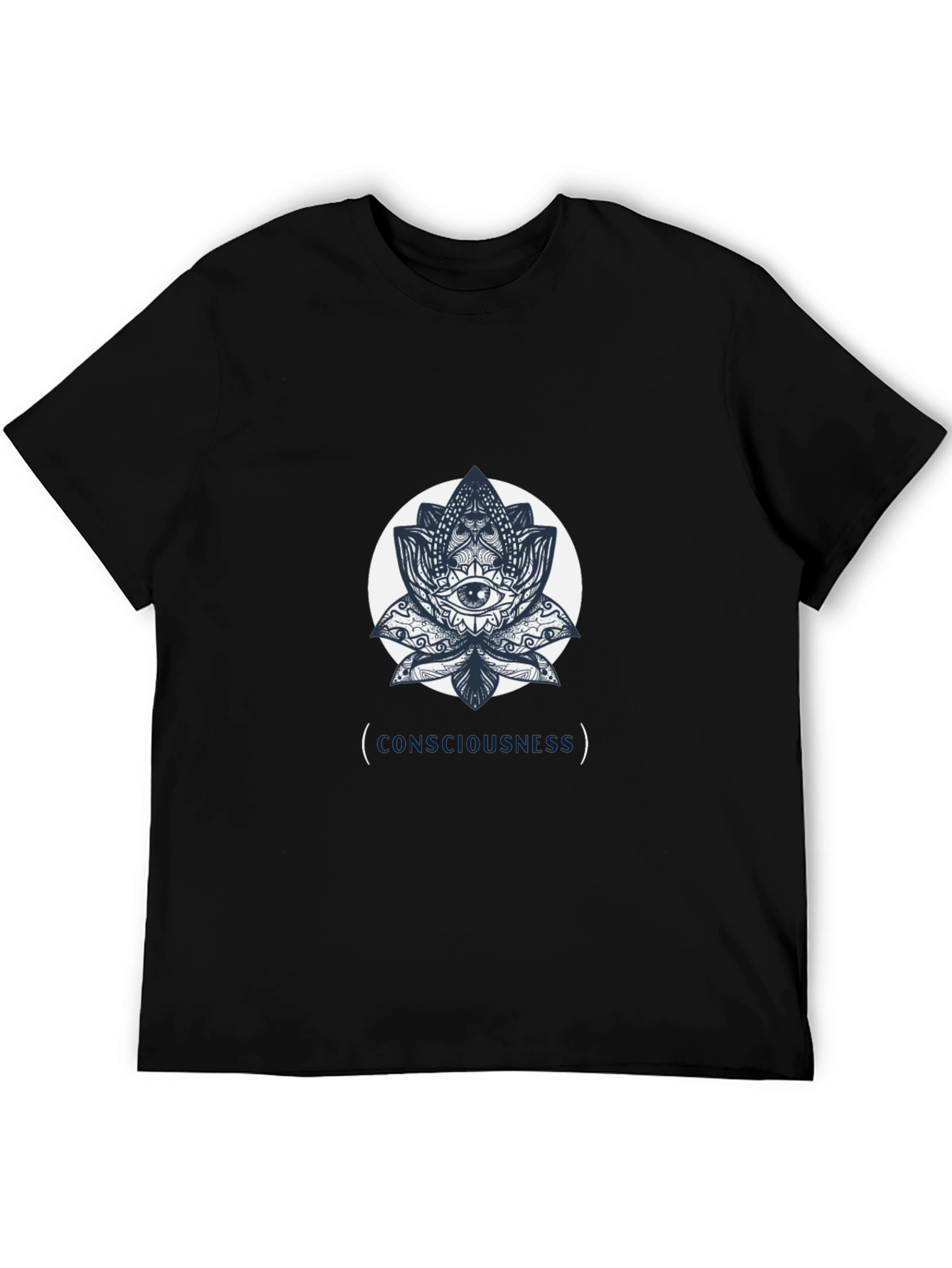Camiseta Negra con Diseño de Loto y Ojo