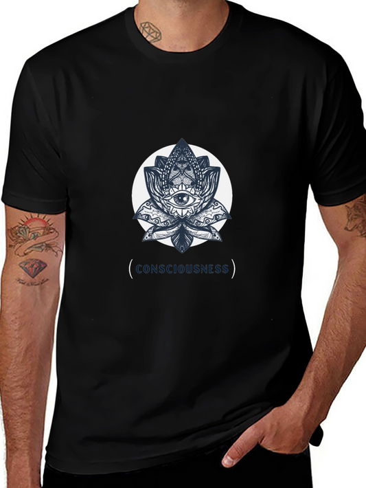 Camiseta Negra con Diseño de Loto y Ojo
