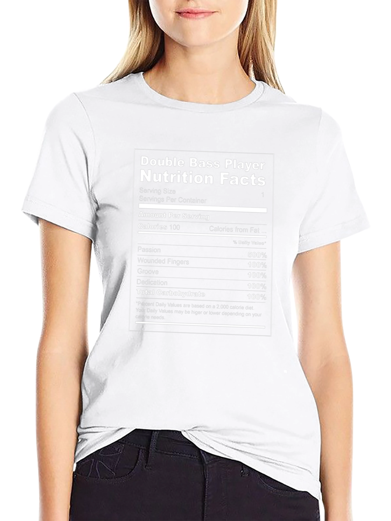 Camiseta Negra de Bajista - Datos Nutricionales Divertidos