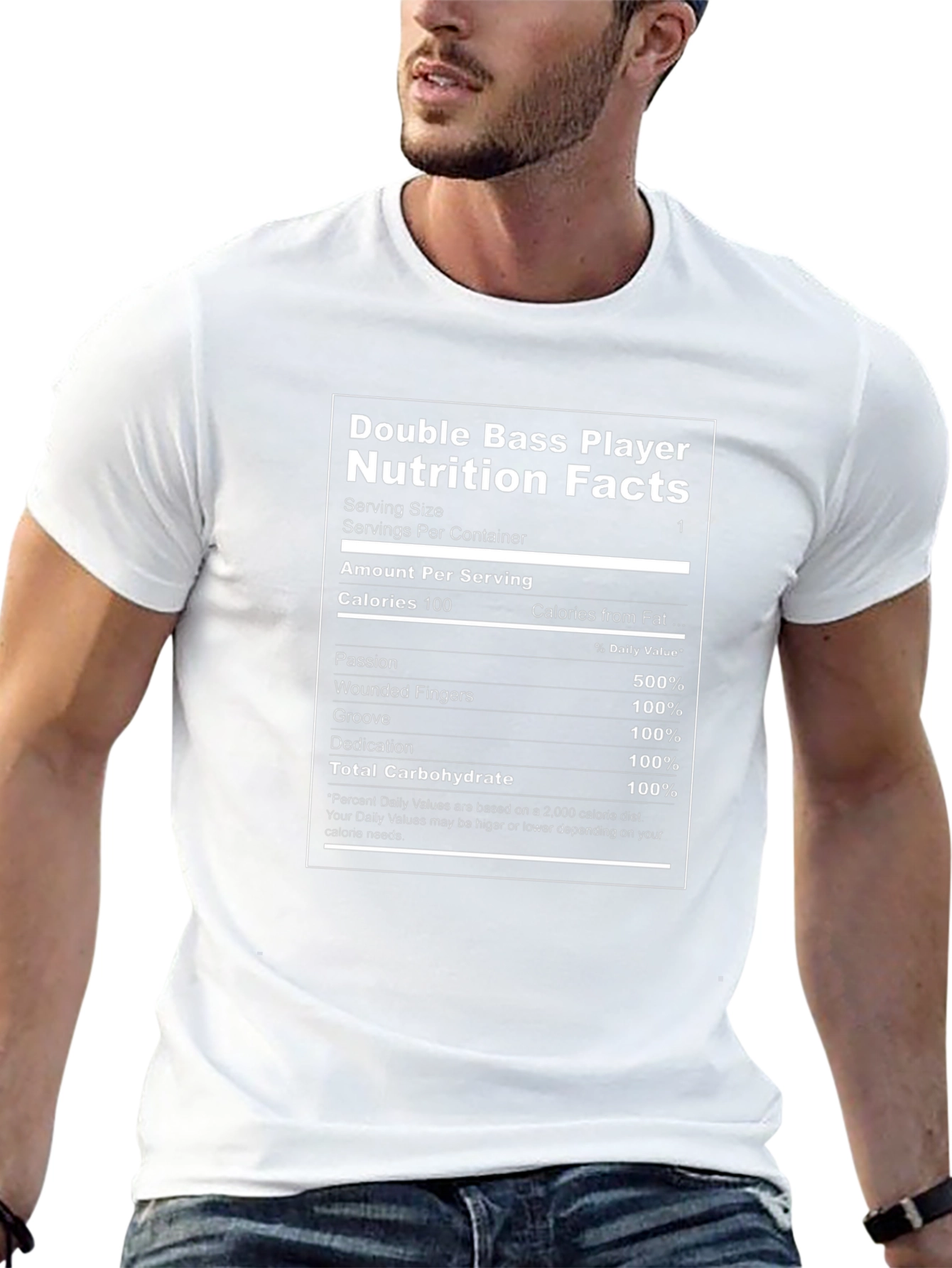 Camiseta Negra de Bajista - Datos Nutricionales Divertidos