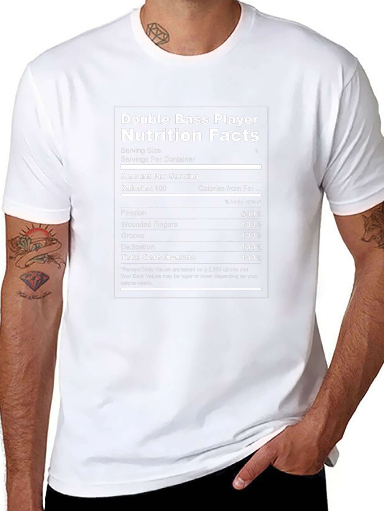 Camiseta Negra de Bajista - Datos Nutricionales Divertidos