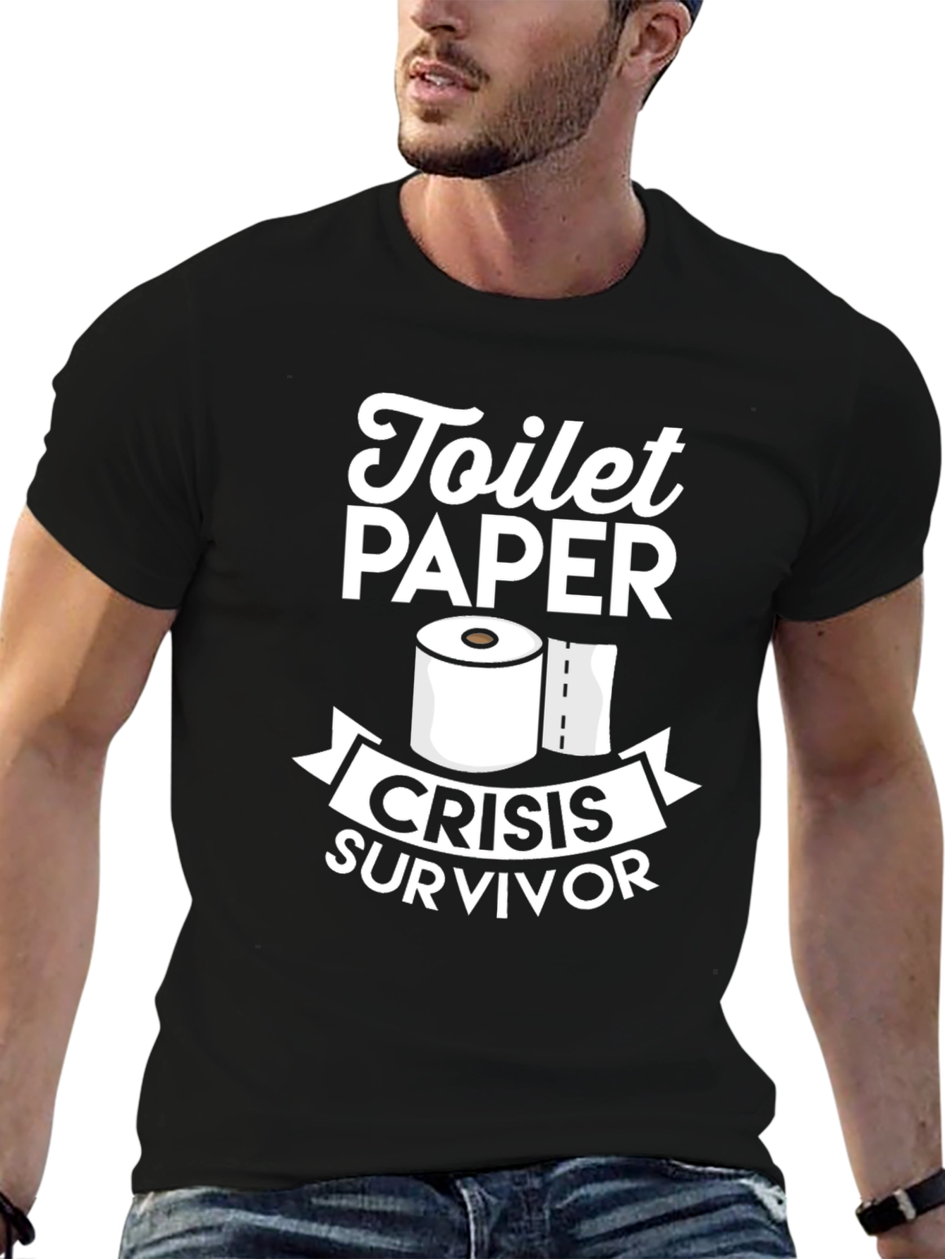 Camiseta Negra: Superviviente Crisis Papel Higiénico