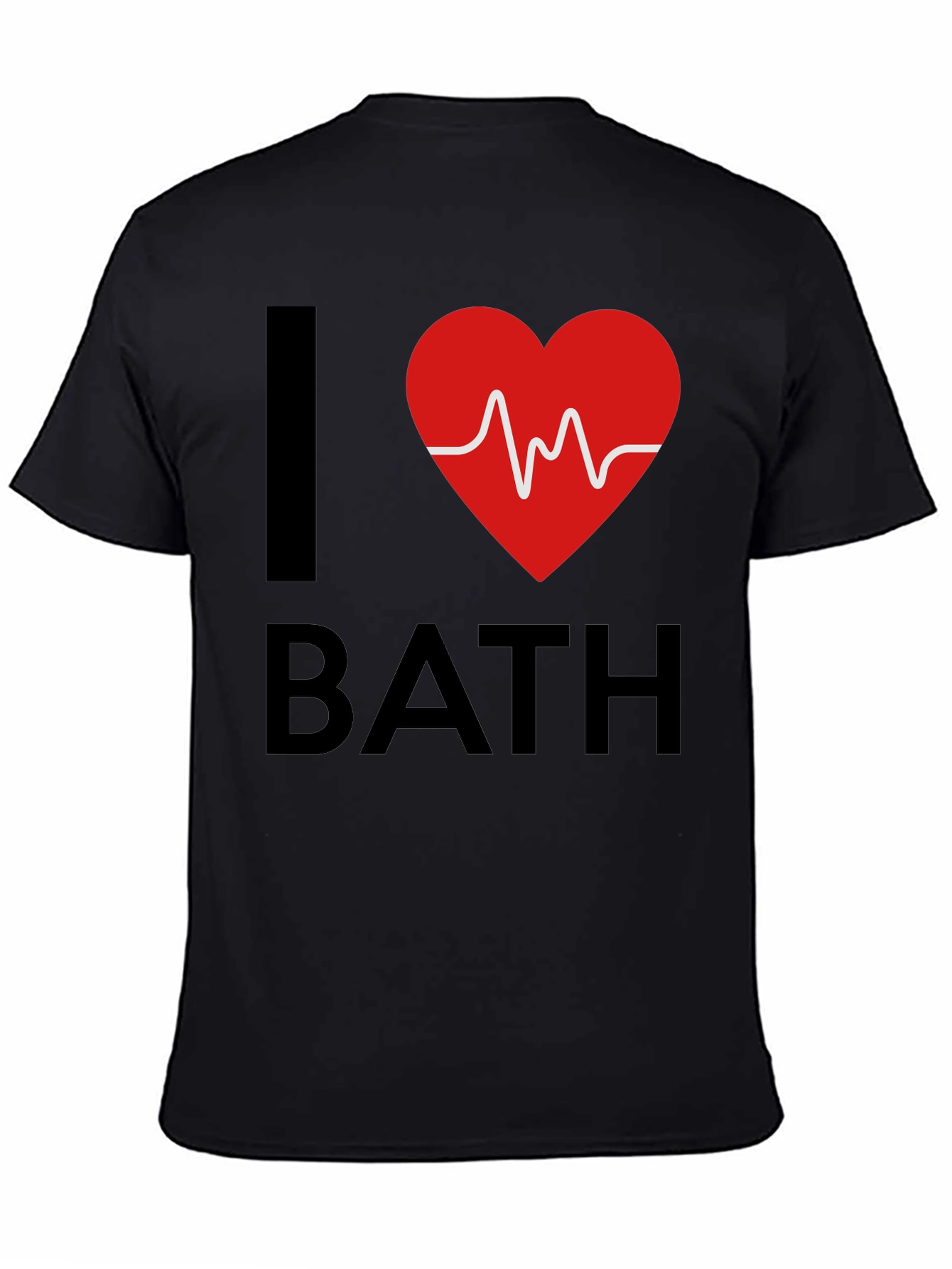 Camiseta Negra I Heart Bath con Diseño de Latido