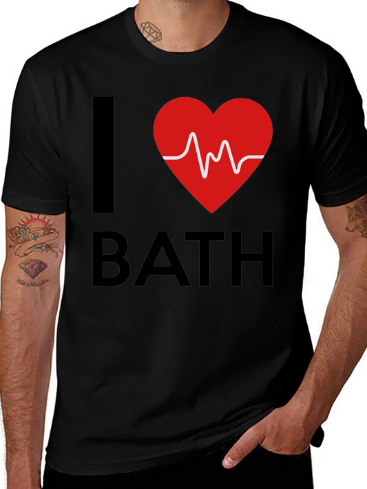 Camiseta Negra I Heart Bath con Diseño de Latido