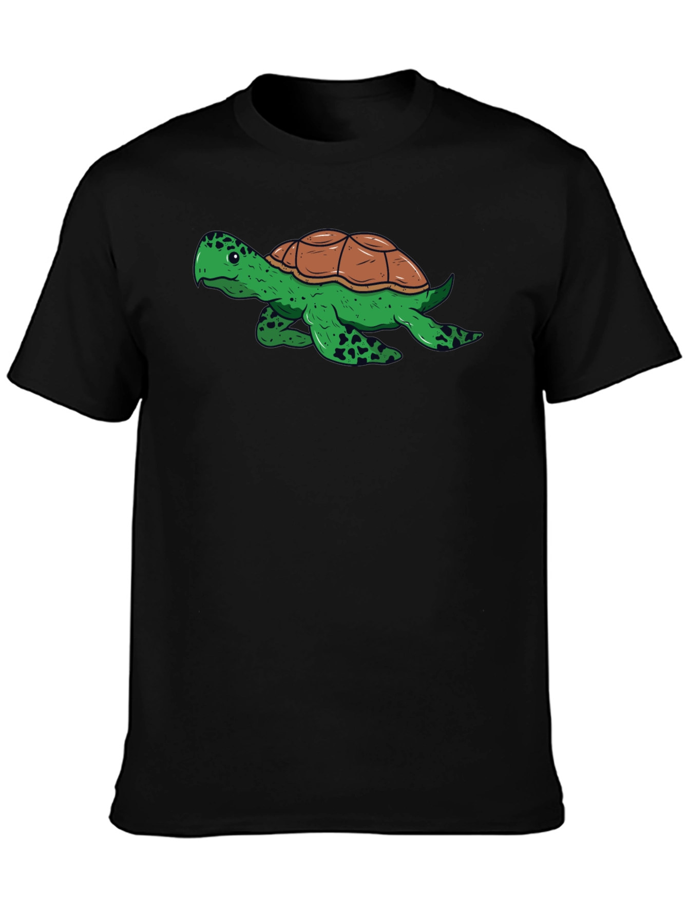 Camiseta Negra con Diseño de Tortuga Divertida