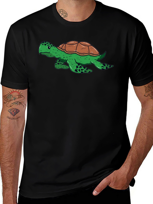 Camiseta Negra con Diseño de Tortuga Divertida