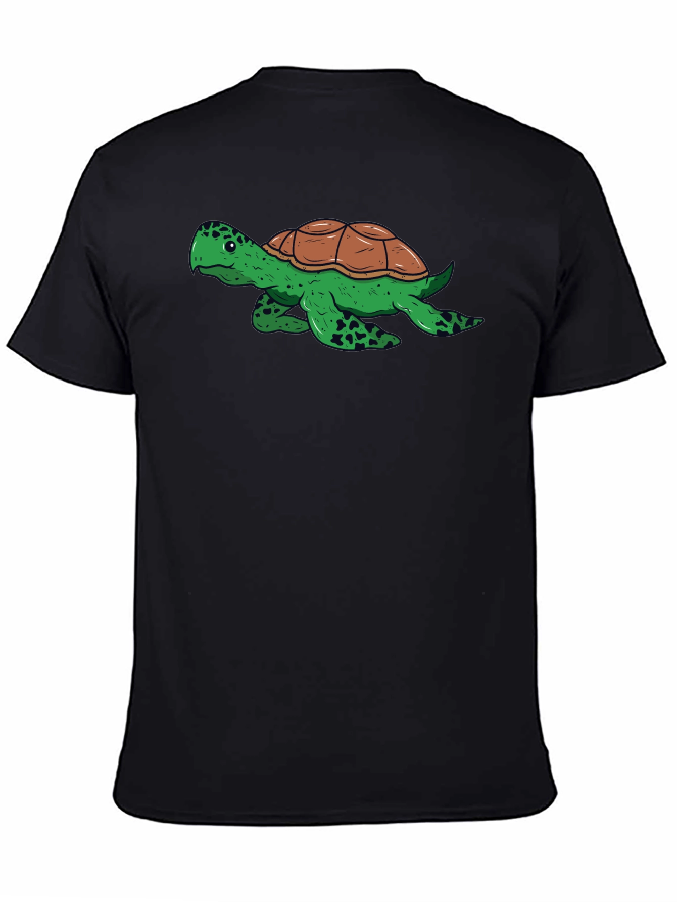 Camiseta Negra con Diseño de Tortuga Divertida