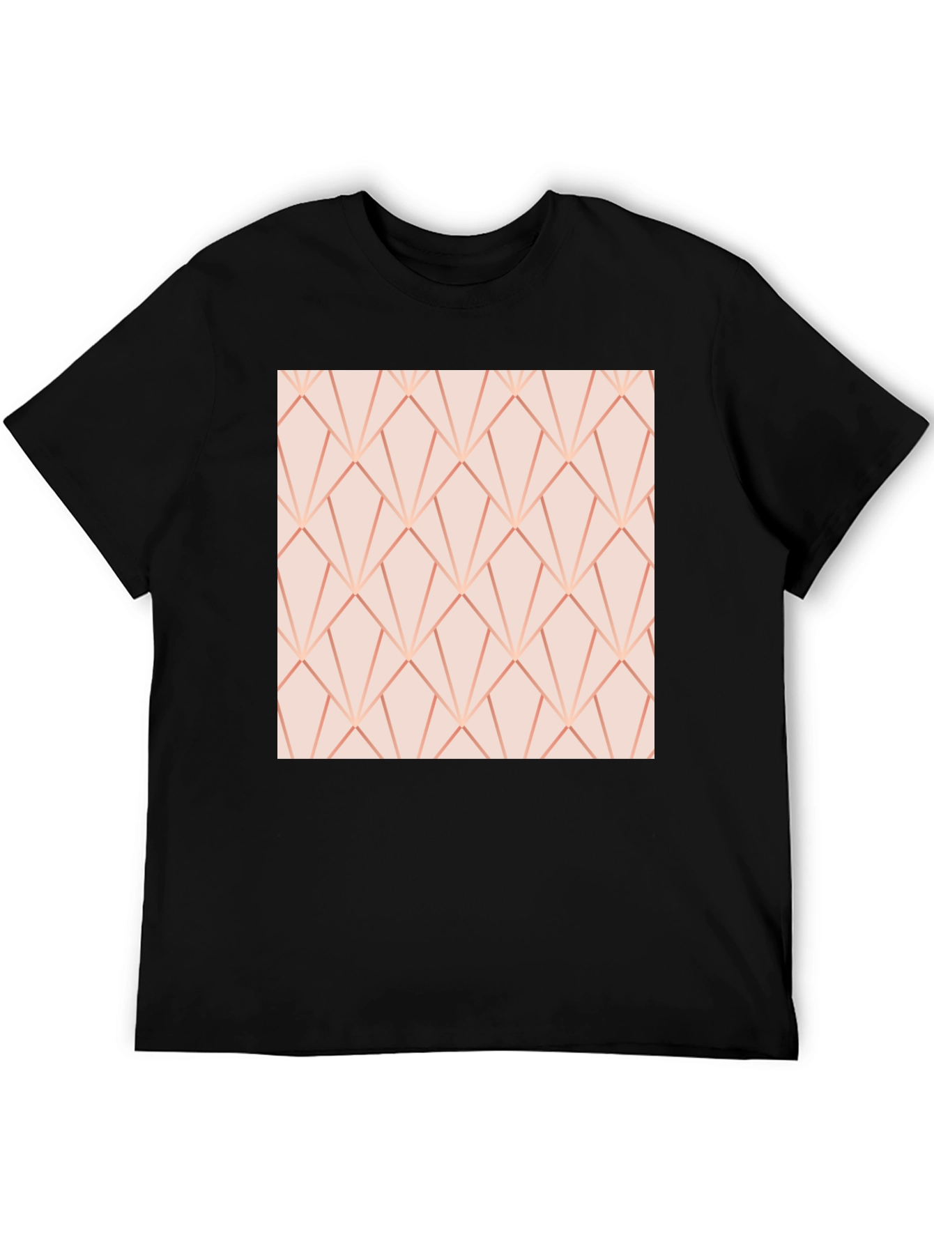 Camiseta Negra con Diseño Geométrico Rosa