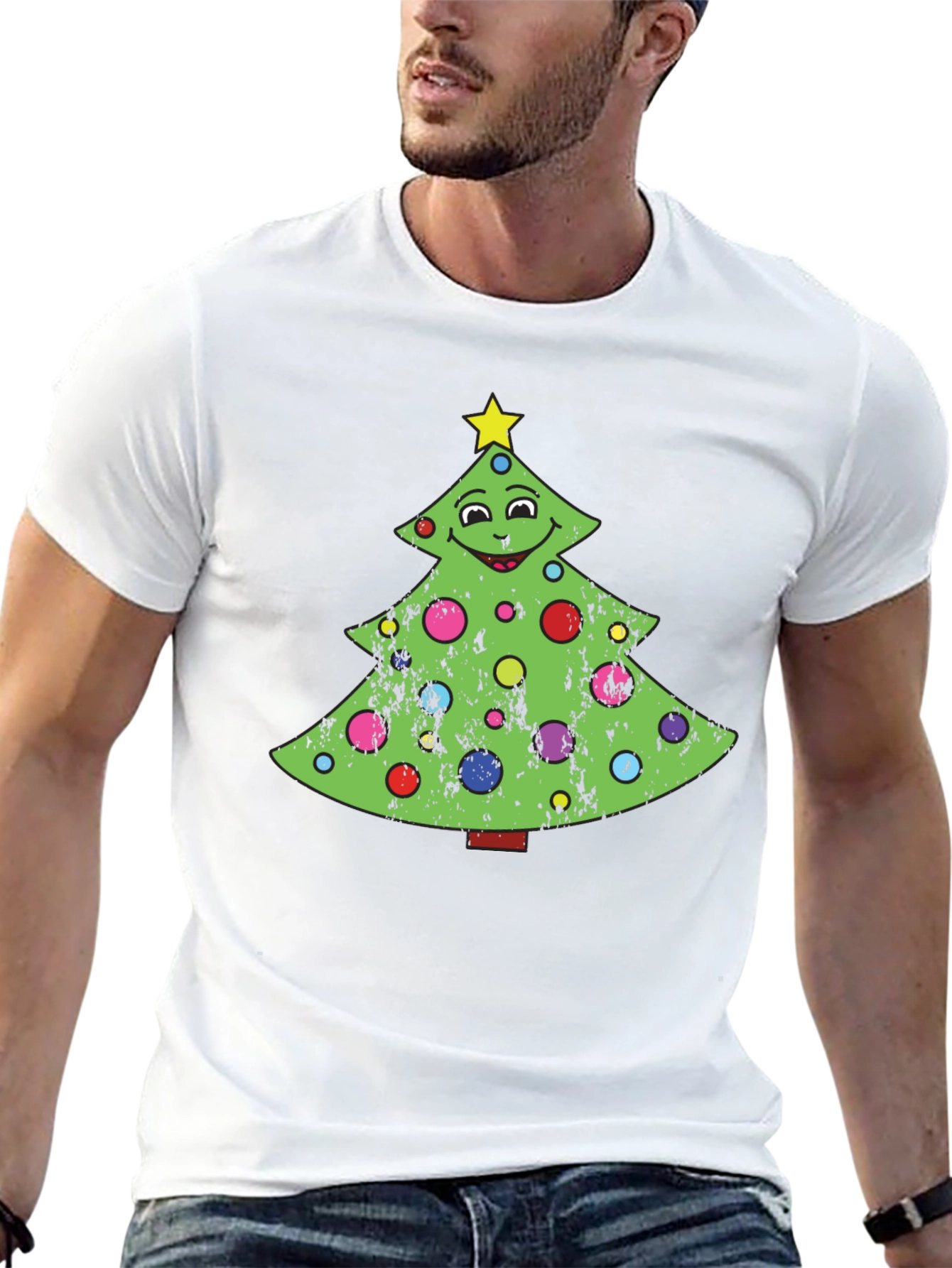 Camiseta Negra Árbol de Navidad Divertido