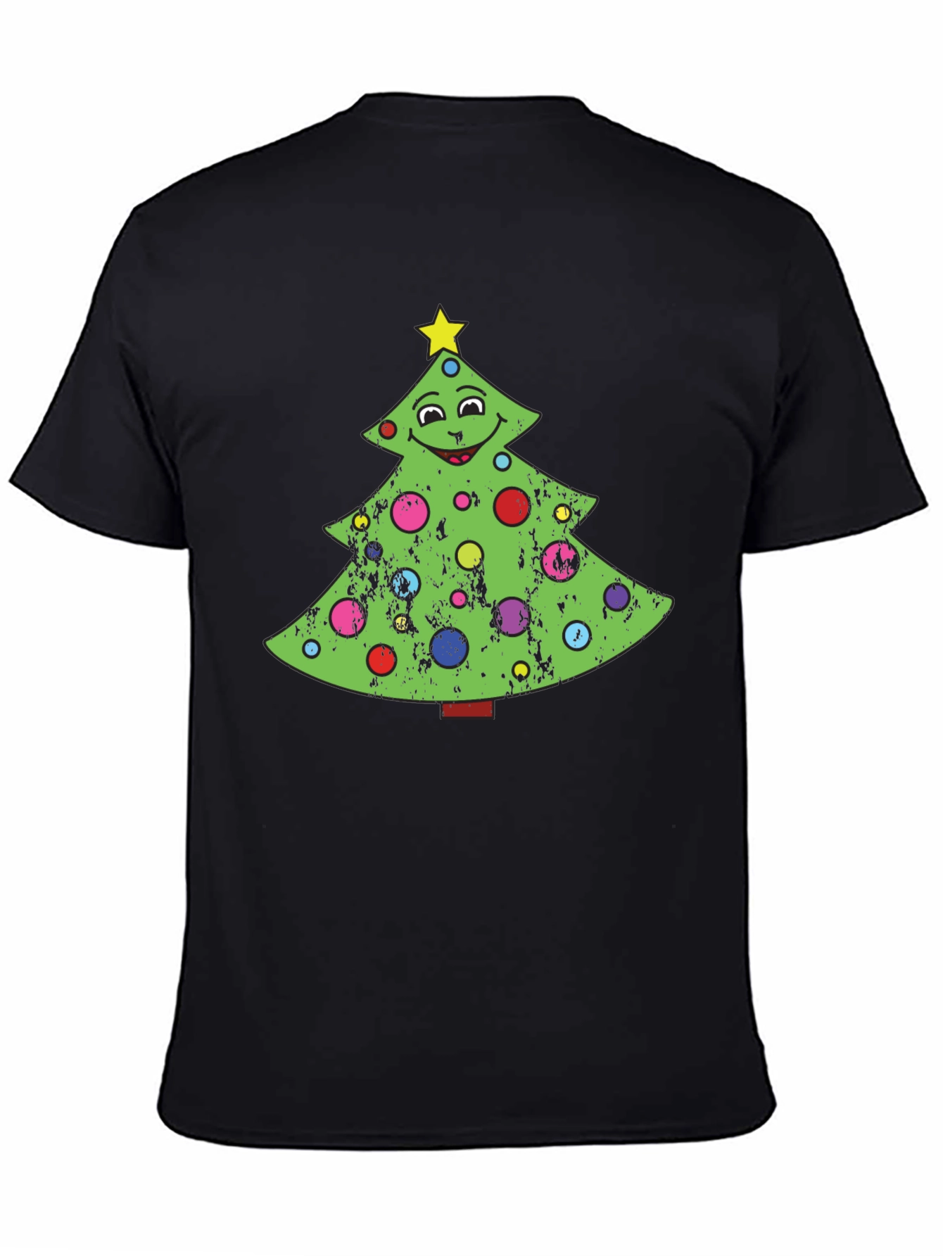 Camiseta Negra Árbol de Navidad Divertido