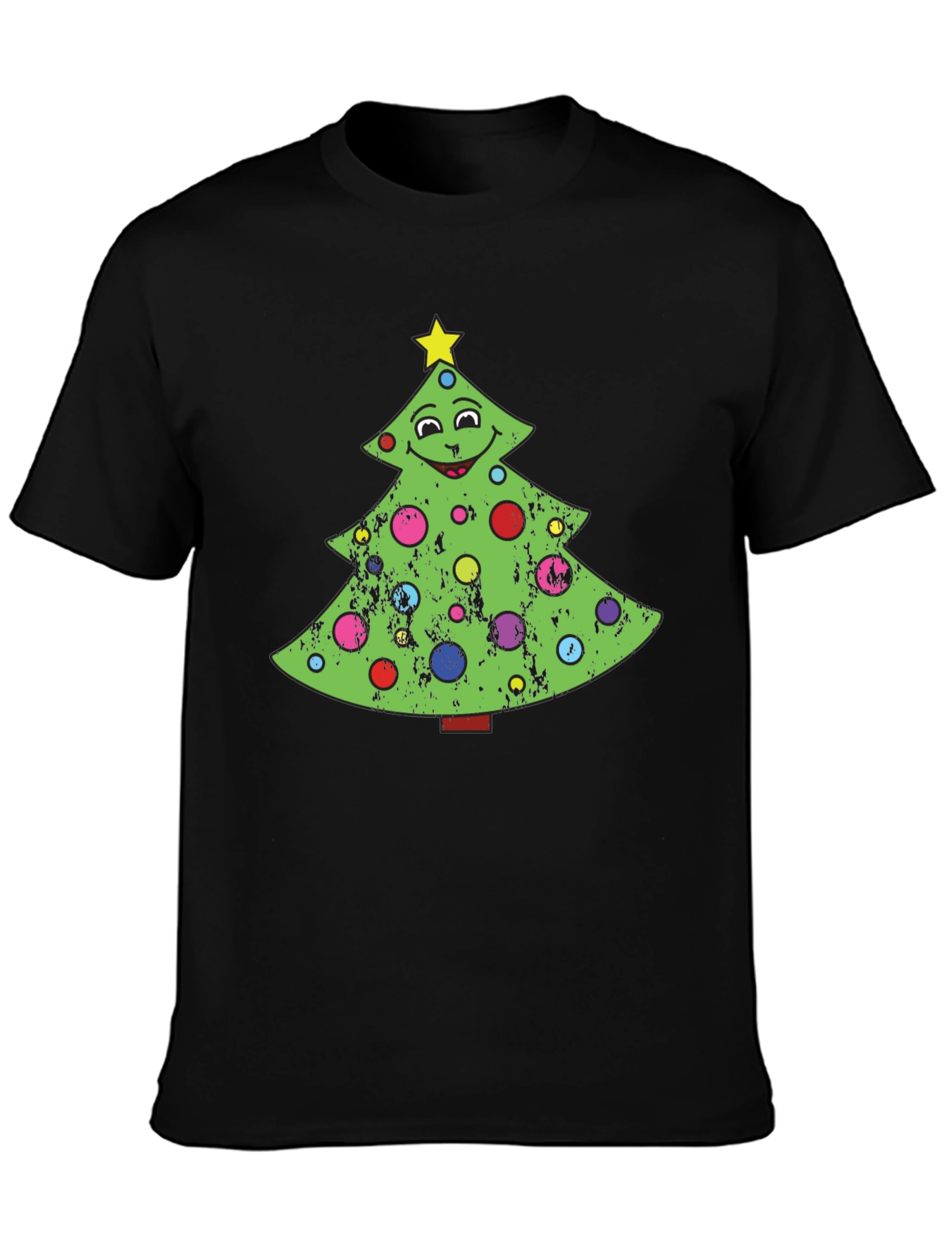 Camiseta Negra Árbol de Navidad Divertido