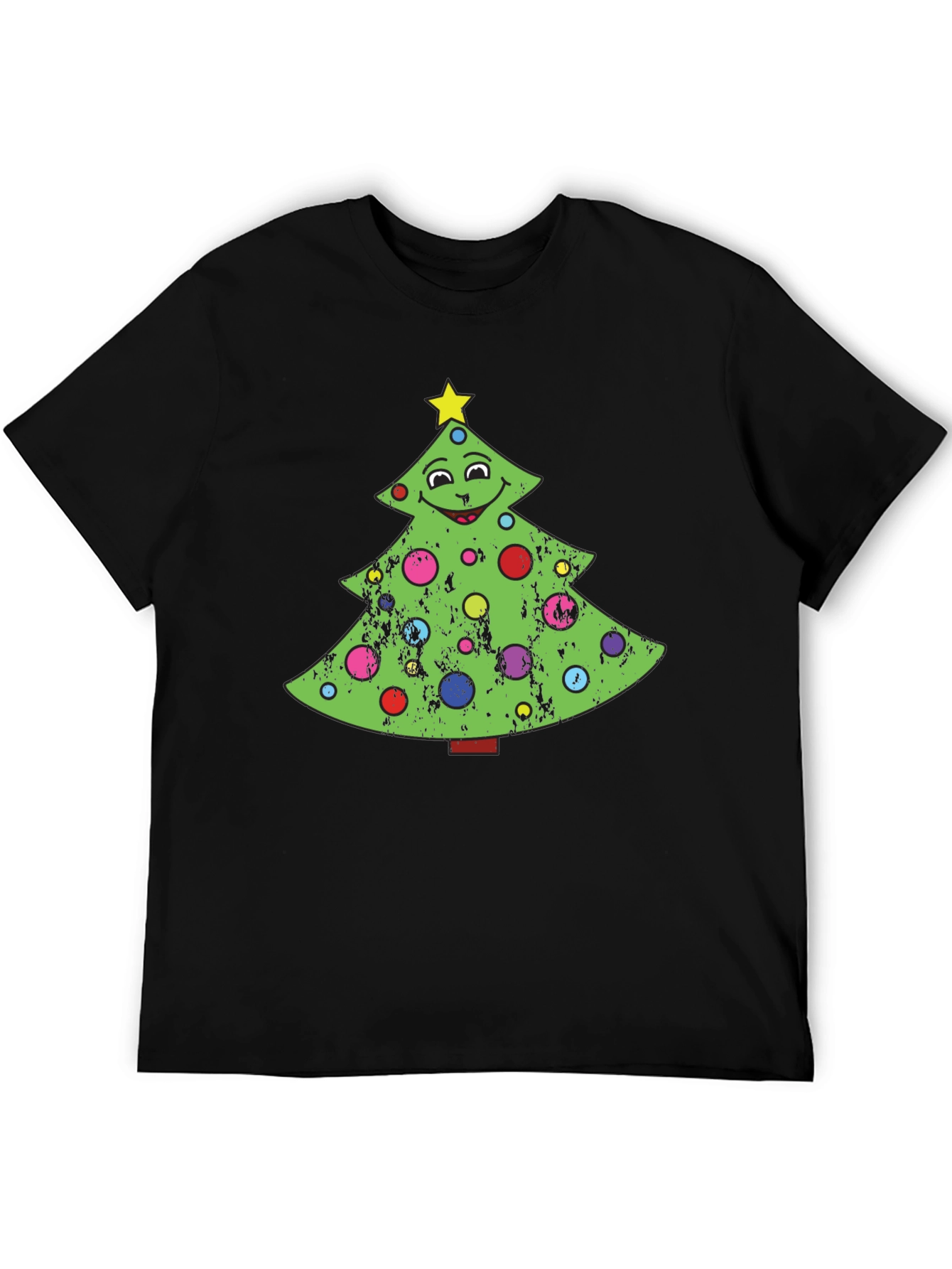 Camiseta Negra Árbol de Navidad Divertido