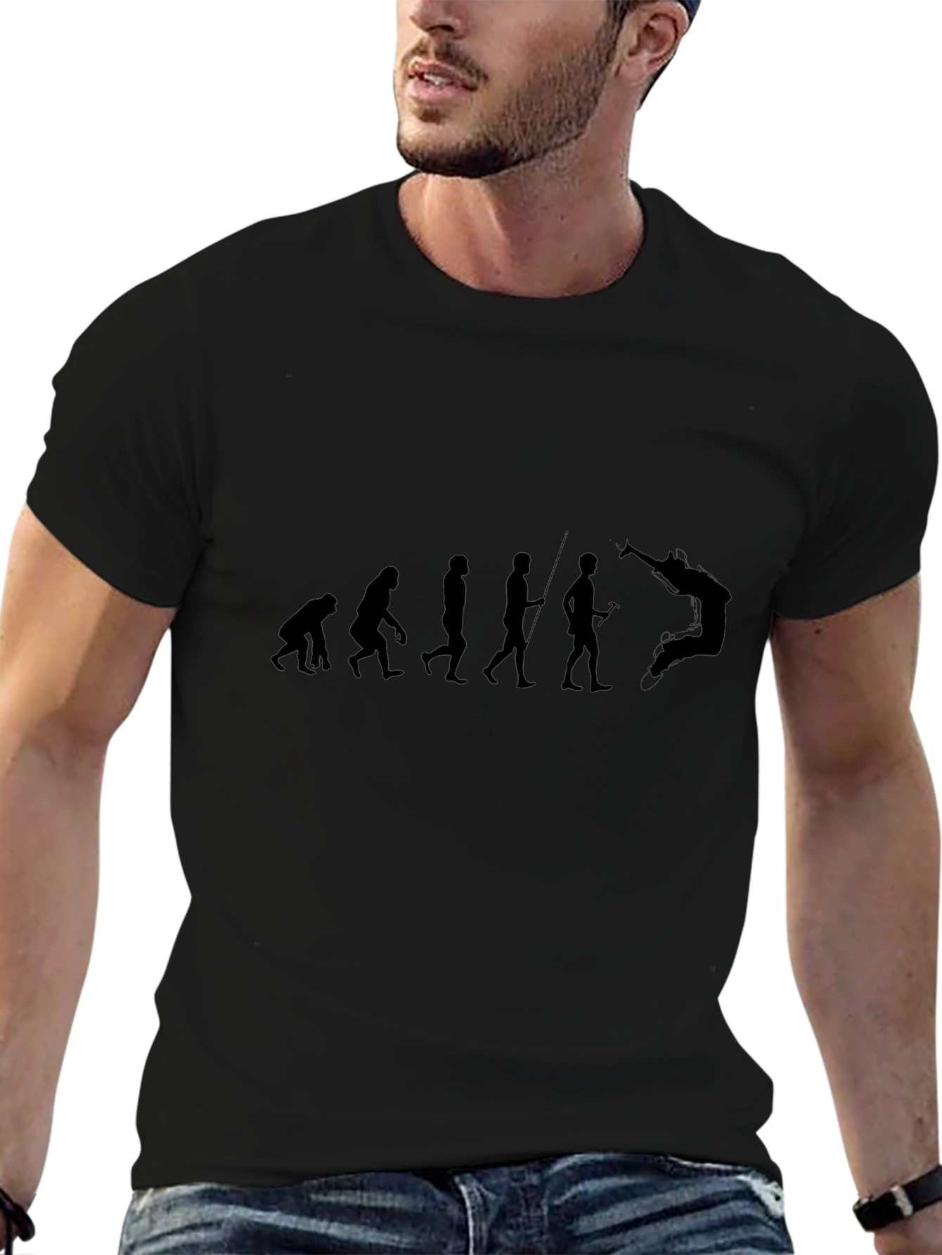 Camiseta Negra Evolución Salto Hombre