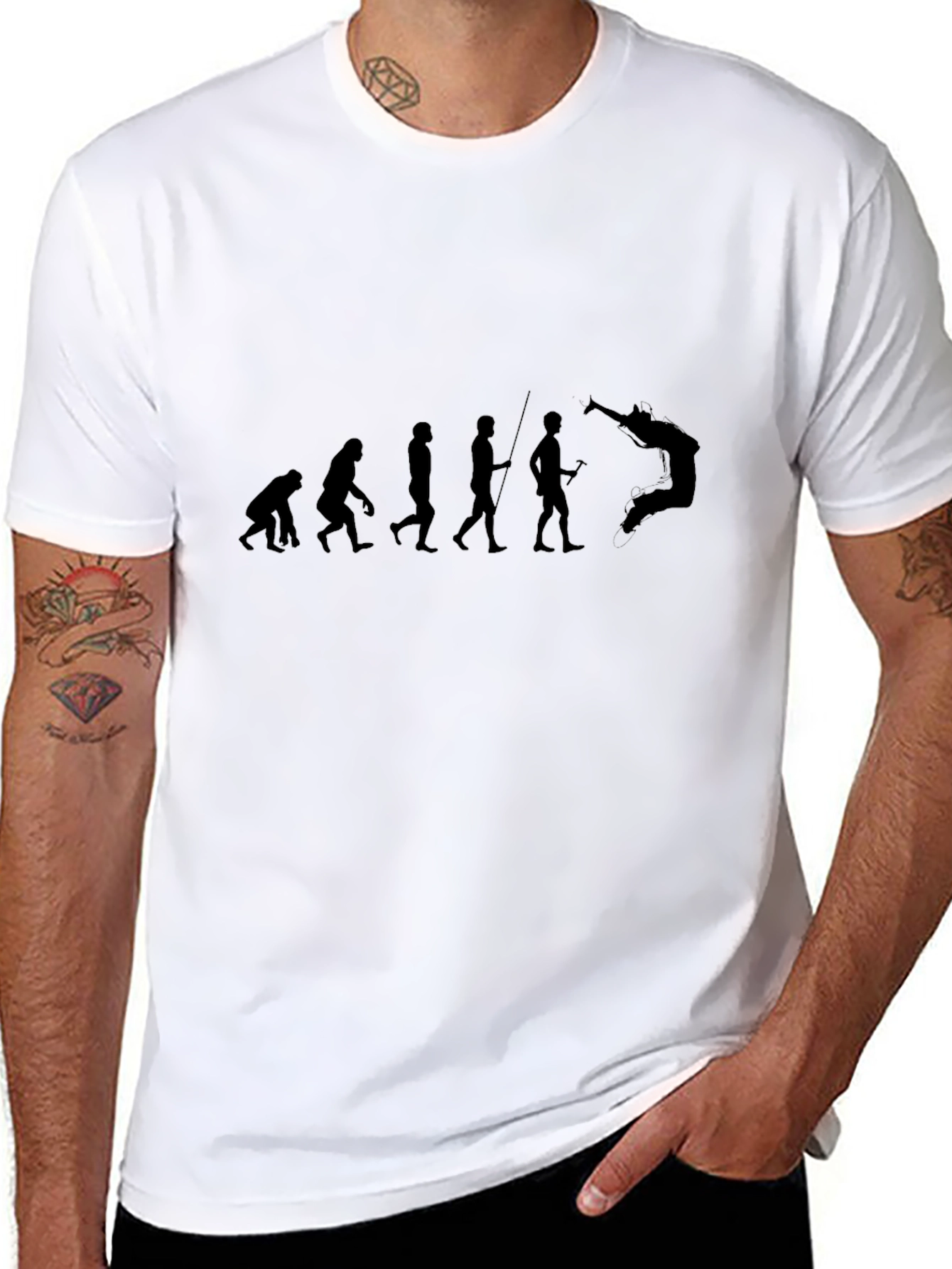Camiseta Negra Evolución Salto Hombre