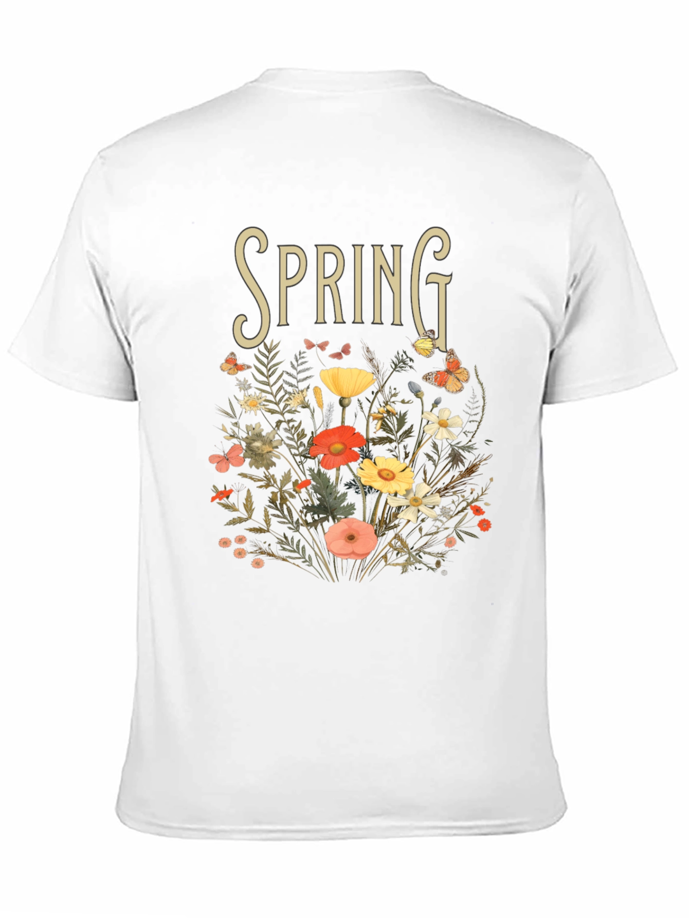Camiseta Negra Primavera Floral para Hombre