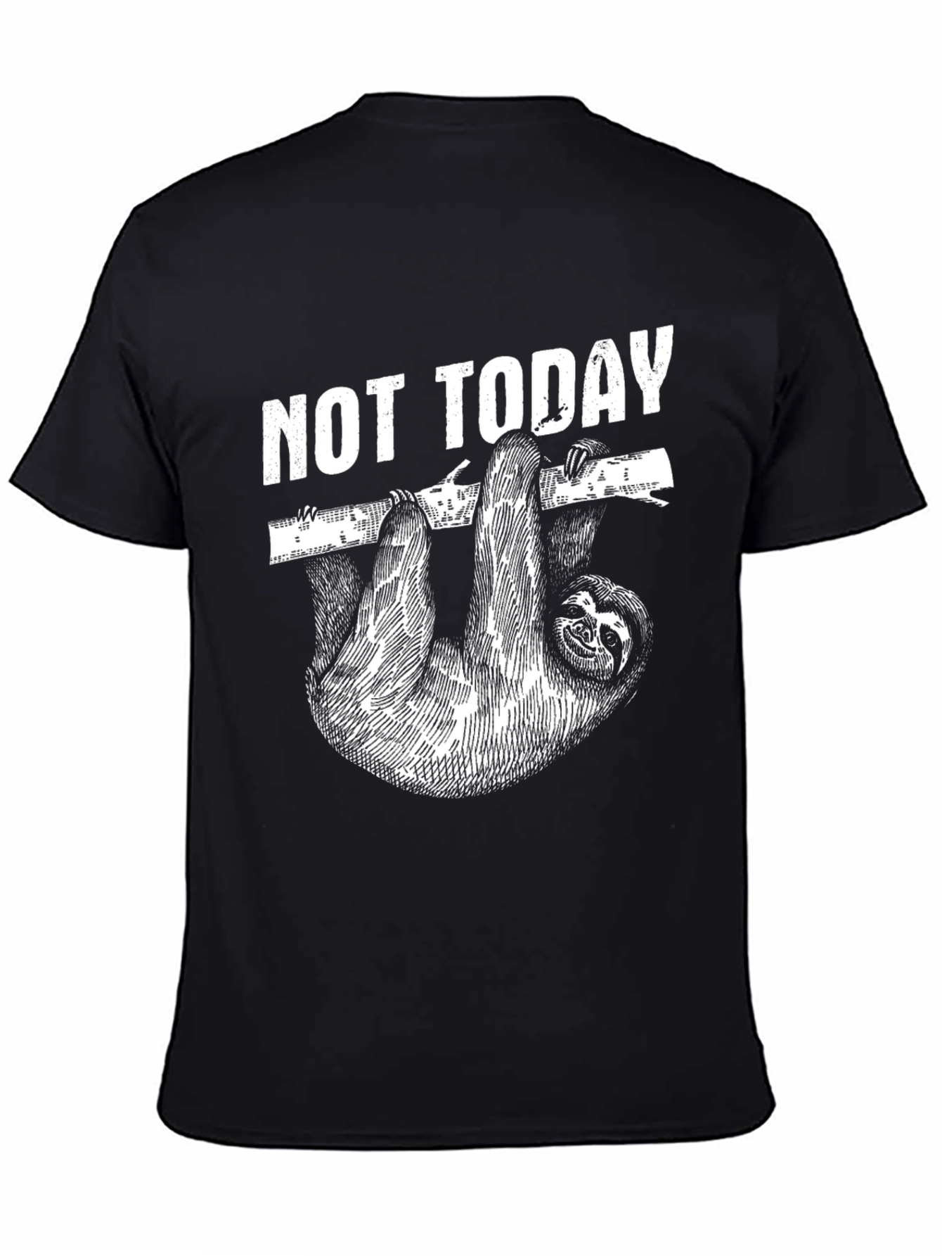 Camiseta Negra Not Today con Diseño de Perezoso