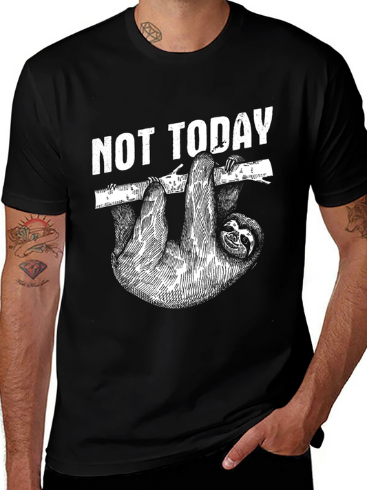 Camiseta Negra Not Today con Diseño de Perezoso