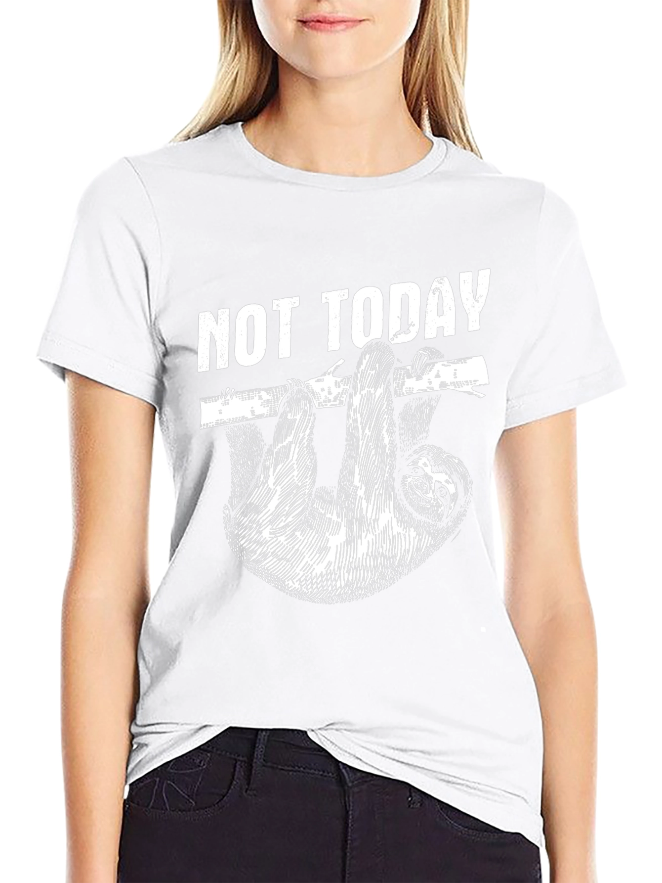 Camiseta Negra Not Today con Diseño de Perezoso