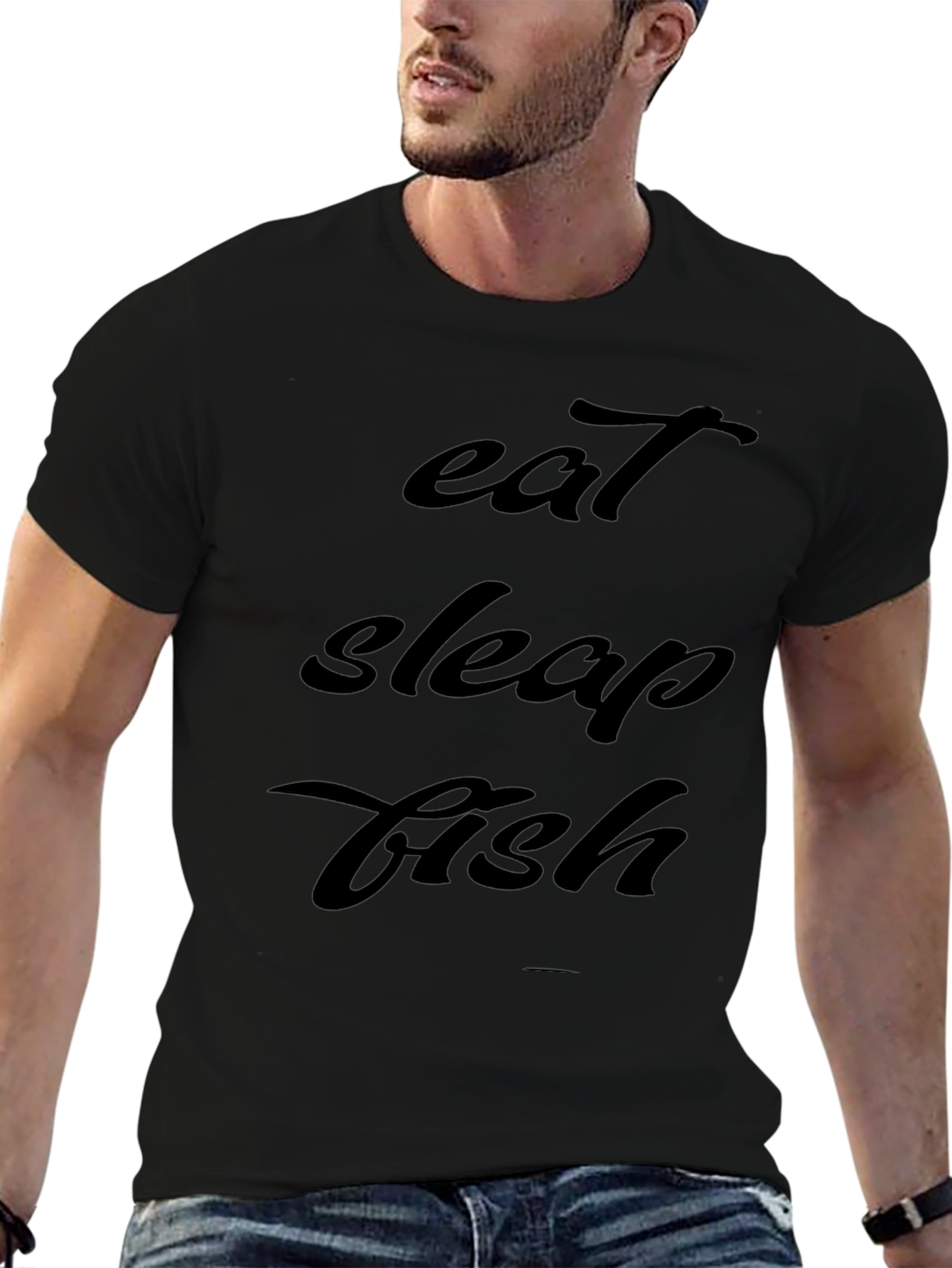 Camiseta Hombre Negra - Eat Sleep Fish